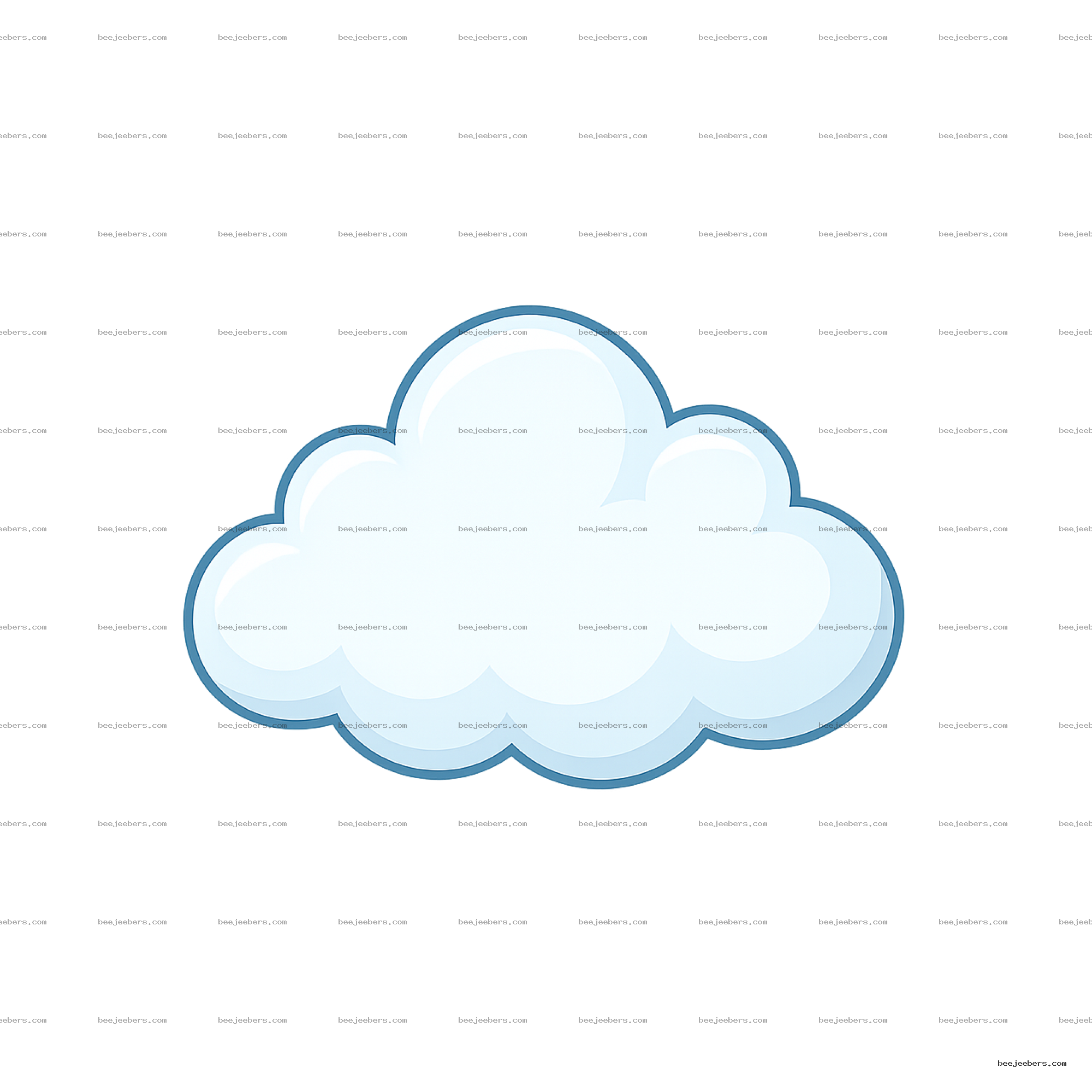 Clean vector fluffy cloud PNG clipart with transparent background and blue outline