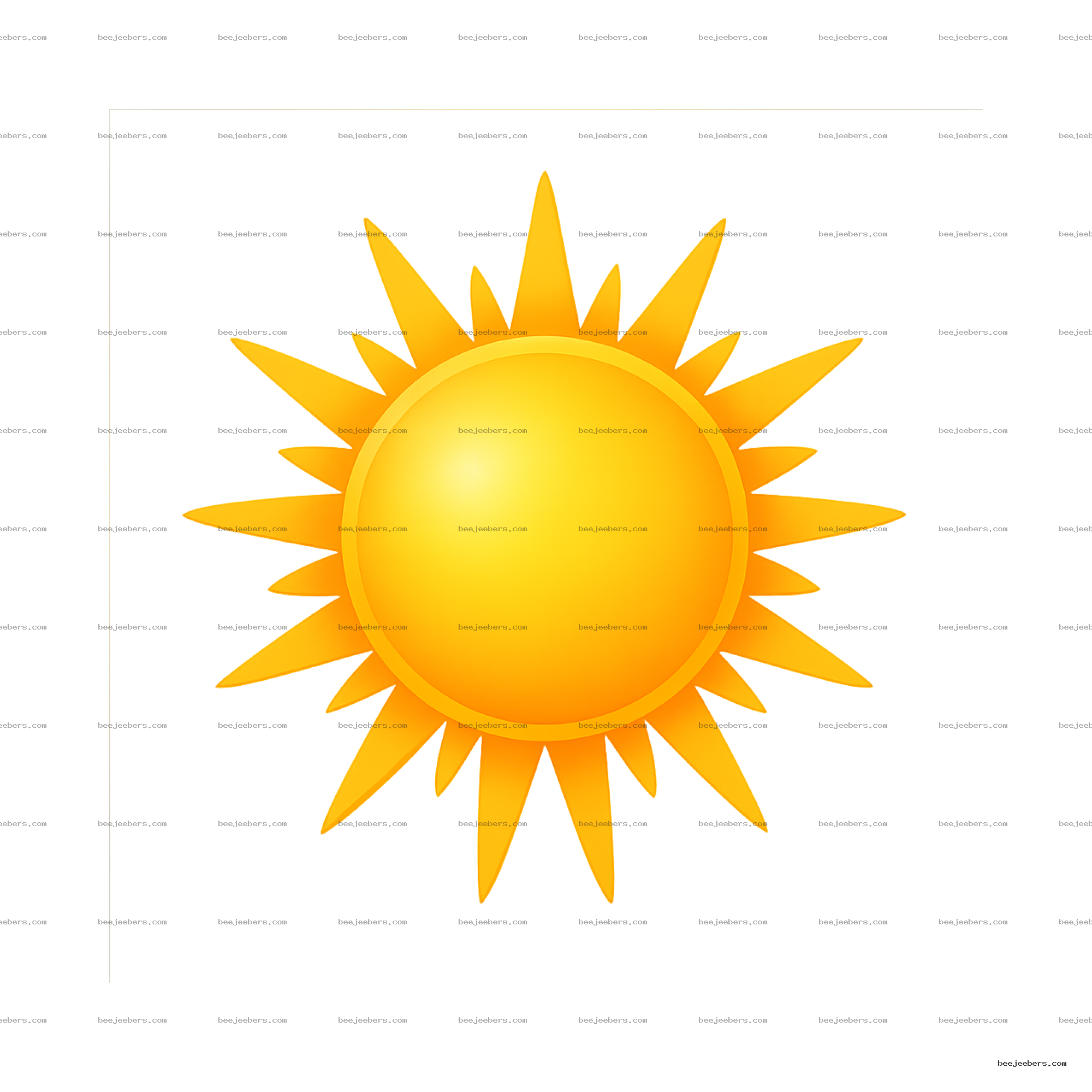 Bright glowing sun vector with yellow and orange rays on transparent background