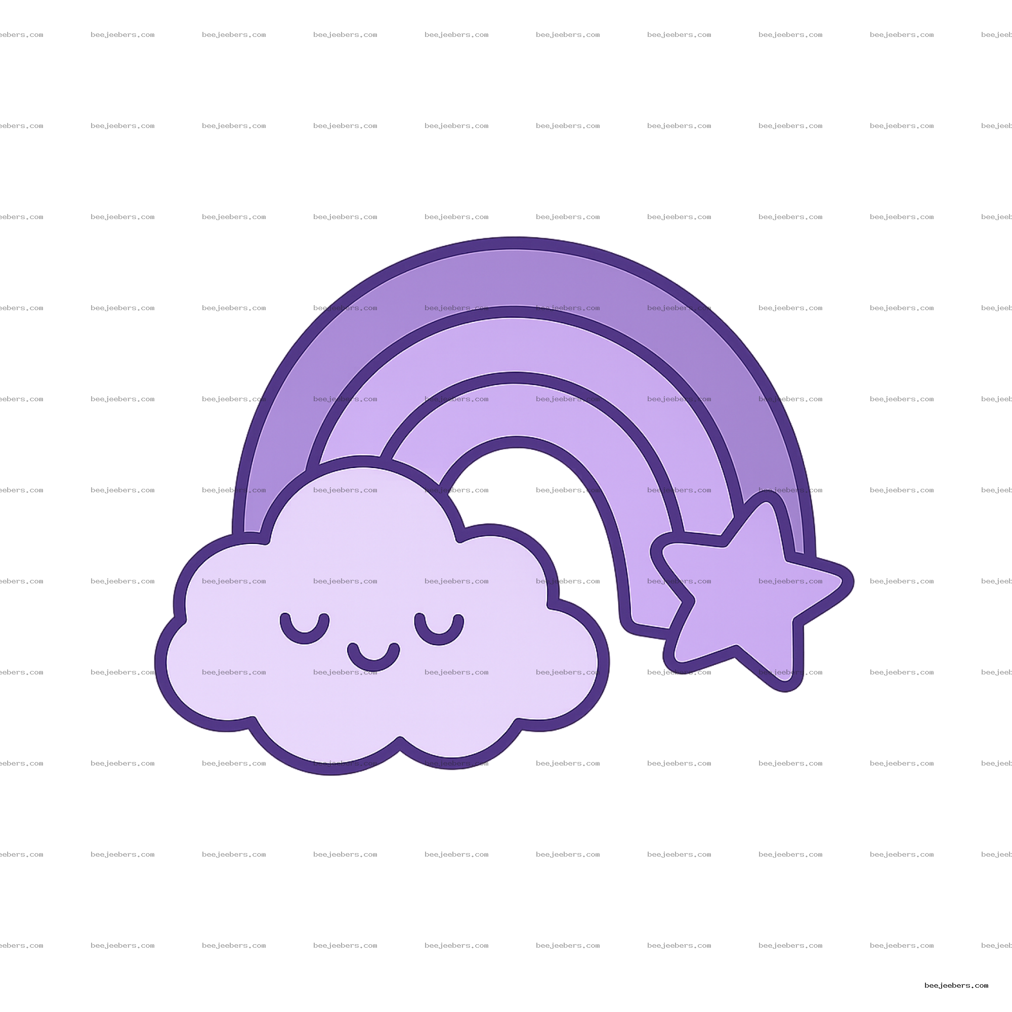 Purple rainbow with smiling cloud and star vector PNG with transparent background