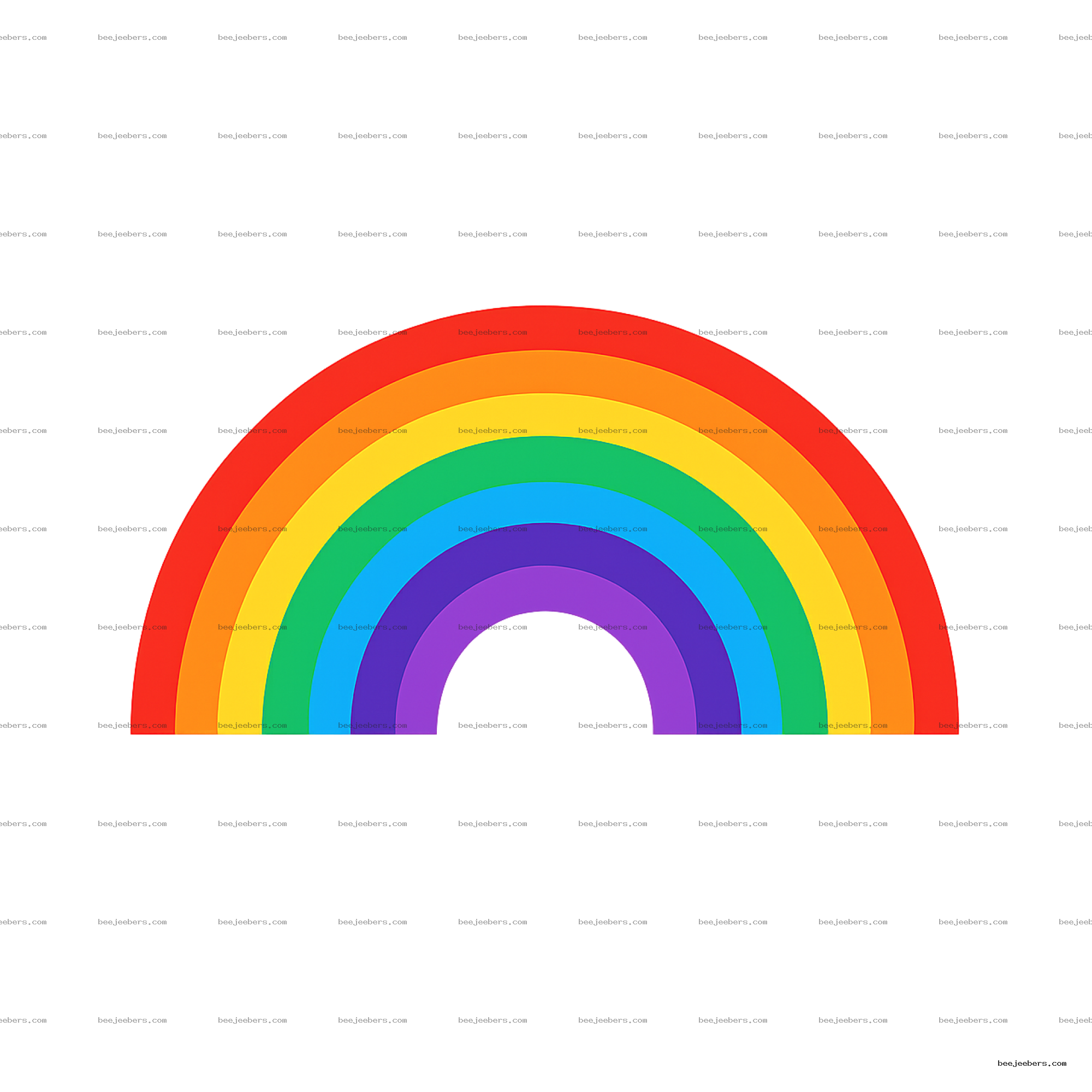 Flat vector rainbow clipart with seven colorful arches on transparent background
