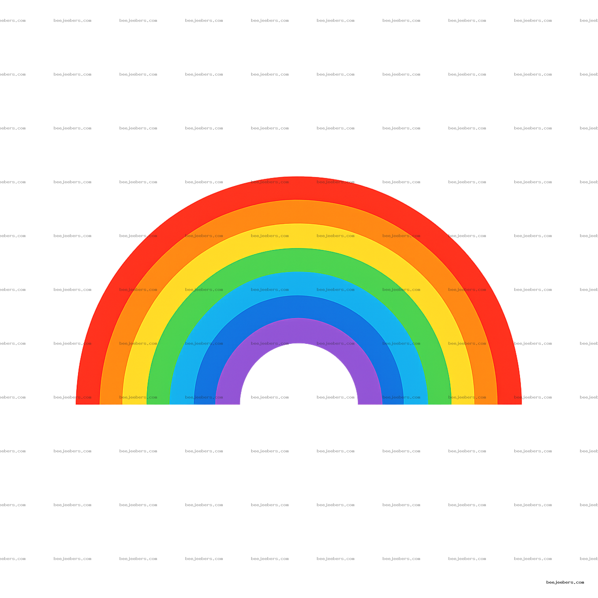 Clean vector rainbow arc with seven colorful bands on a transparent background