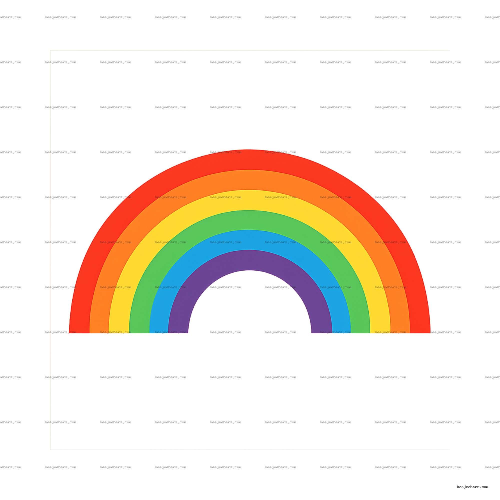 Clean vector style rainbow with seven colored arcs on transparent background