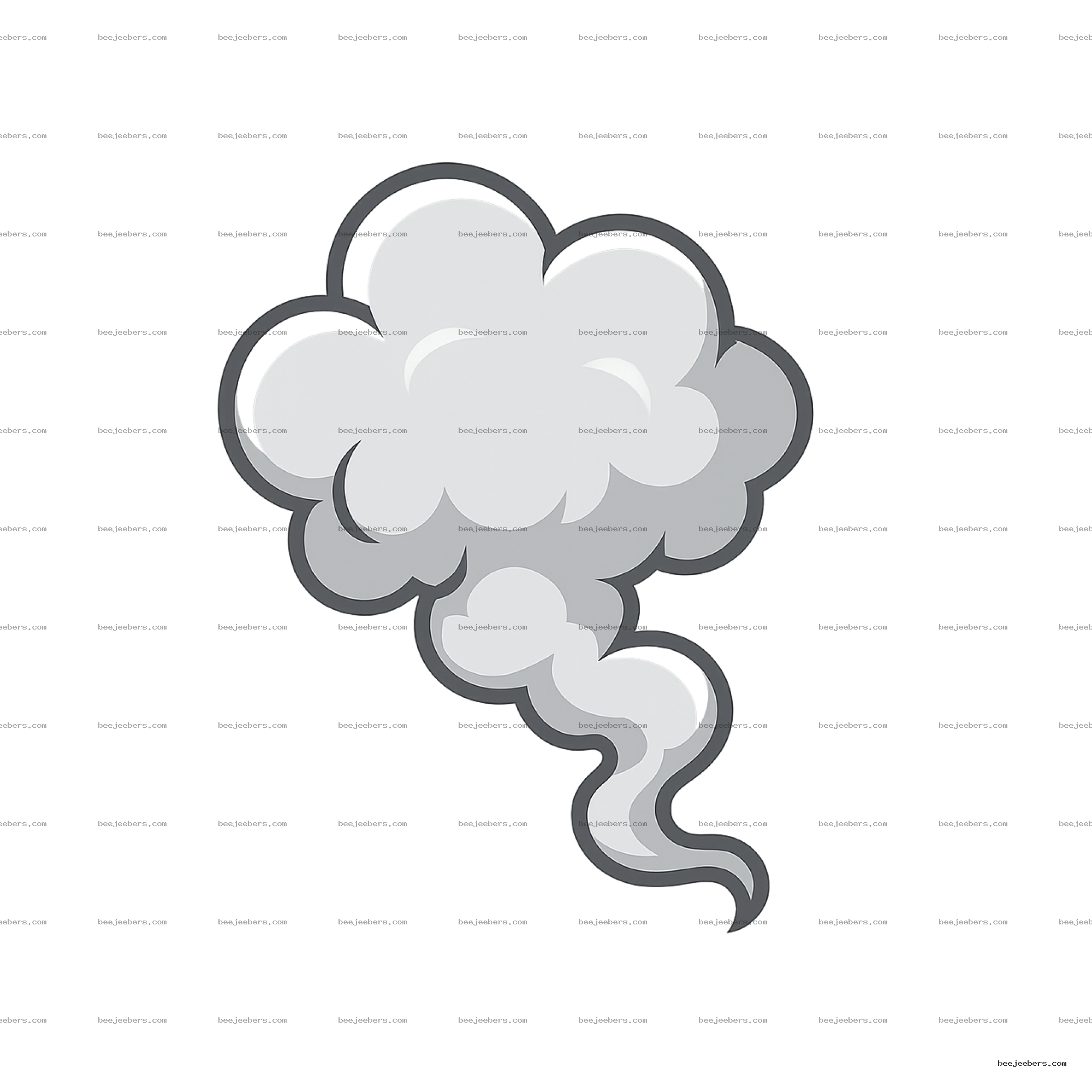 Clean vector illustration of gray smoke cloud with transparent background