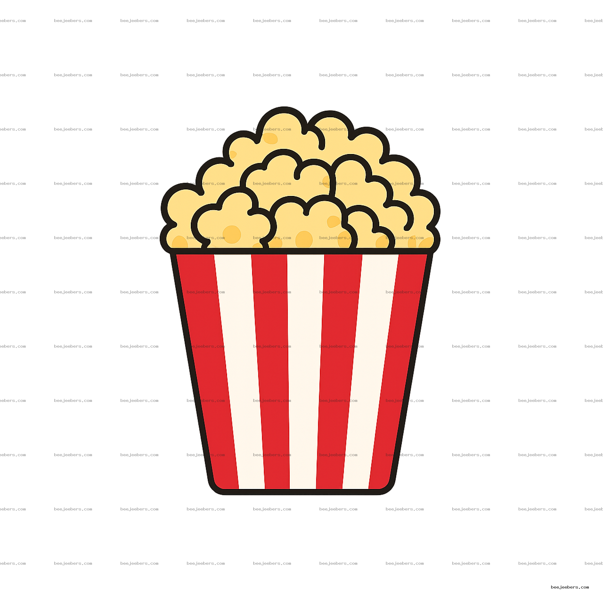 Vector popcorn in red and white striped container on transparent background