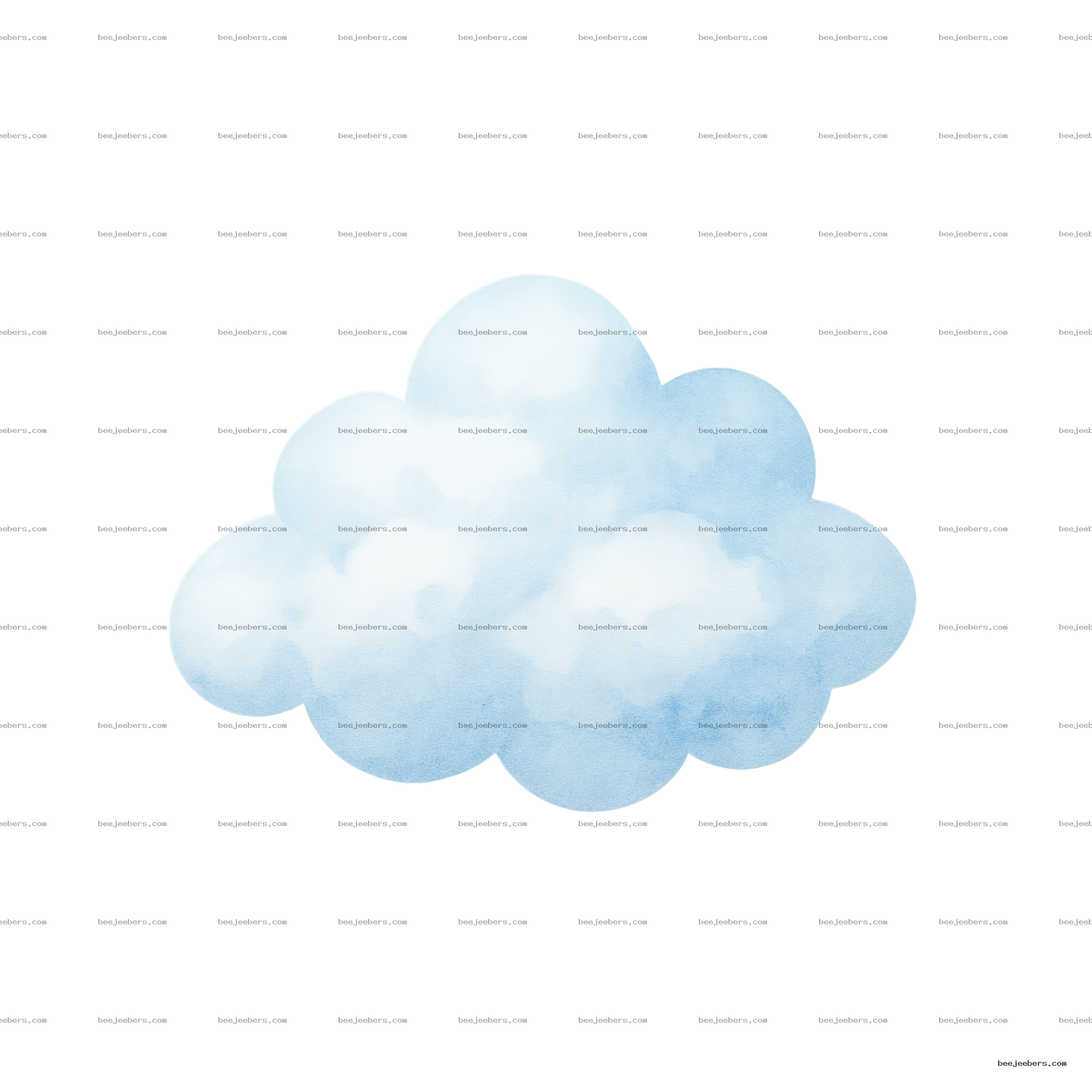 Soft blue watercolor cloud with a transparent background in clean vector style
