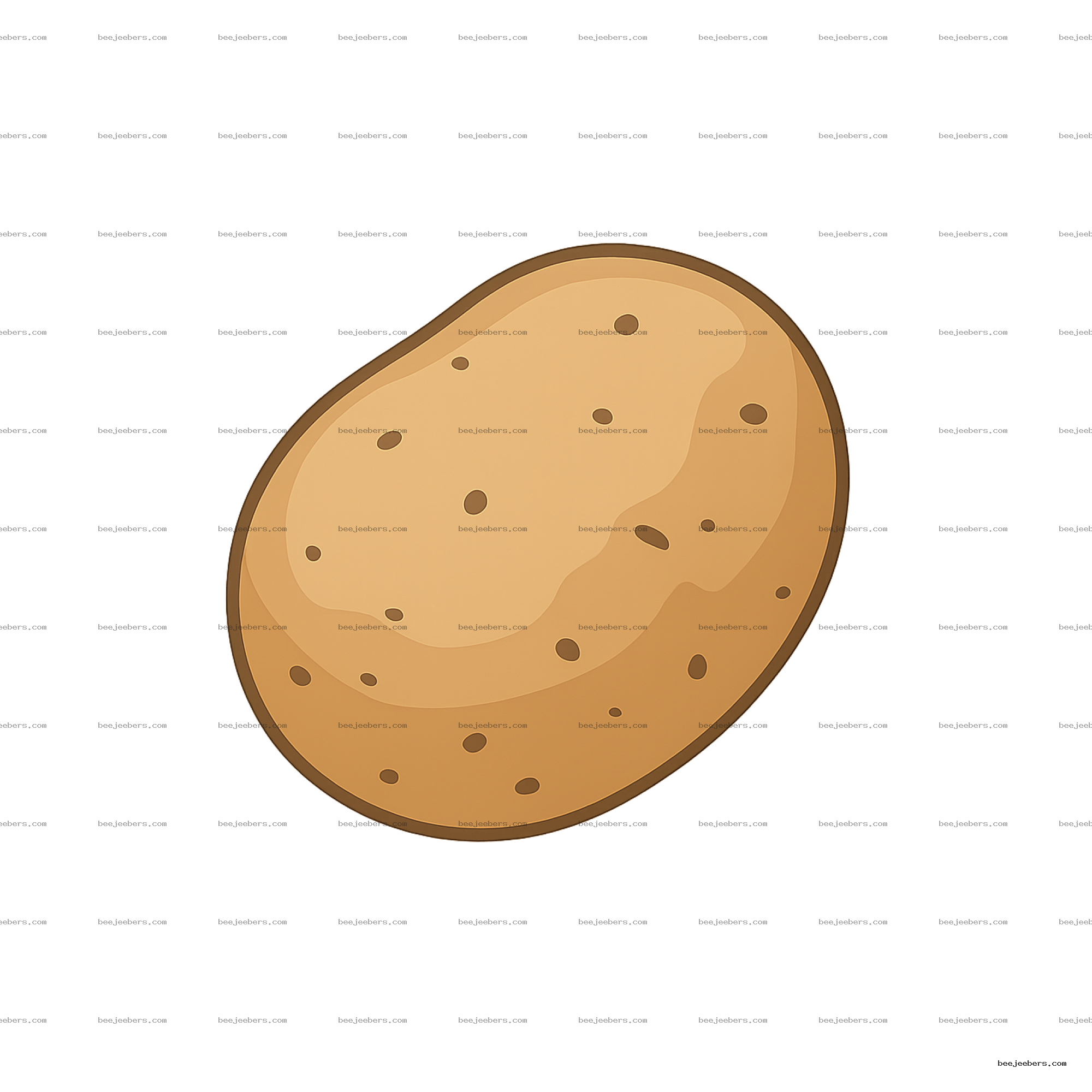 Clean vector illustration of a whole brown potato on transparent background