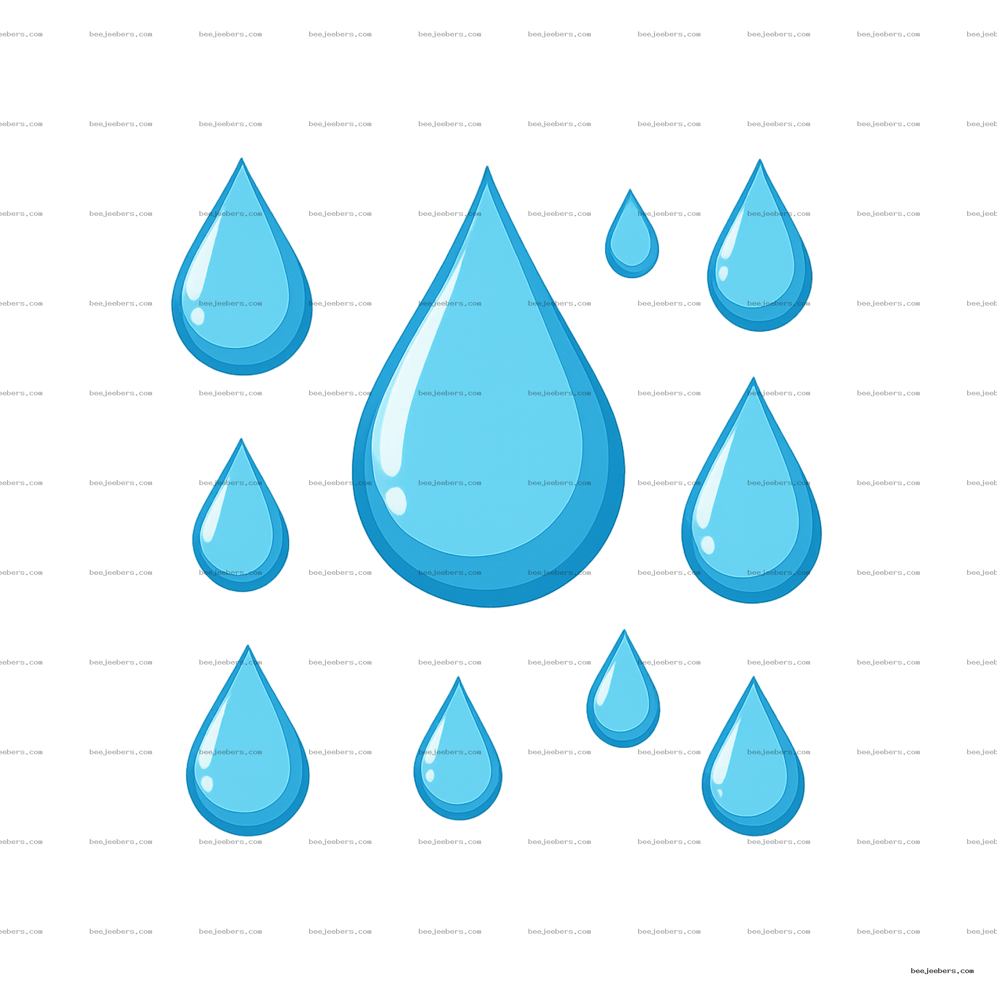 Glossy blue waterdrops in various sizes with transparent background for digital design and crafts