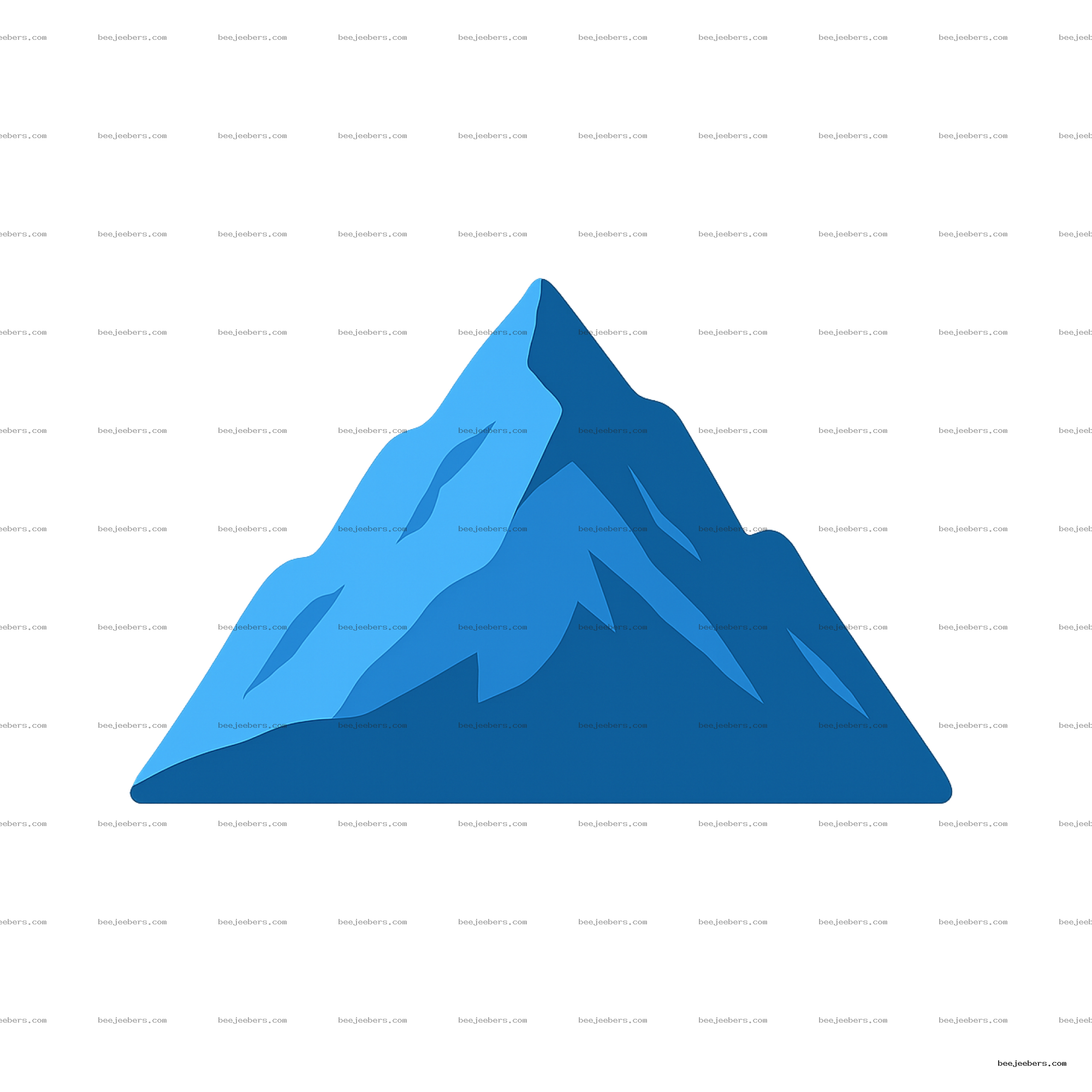 Clean vector blue mountain clipart with layered blue slopes on transparent background