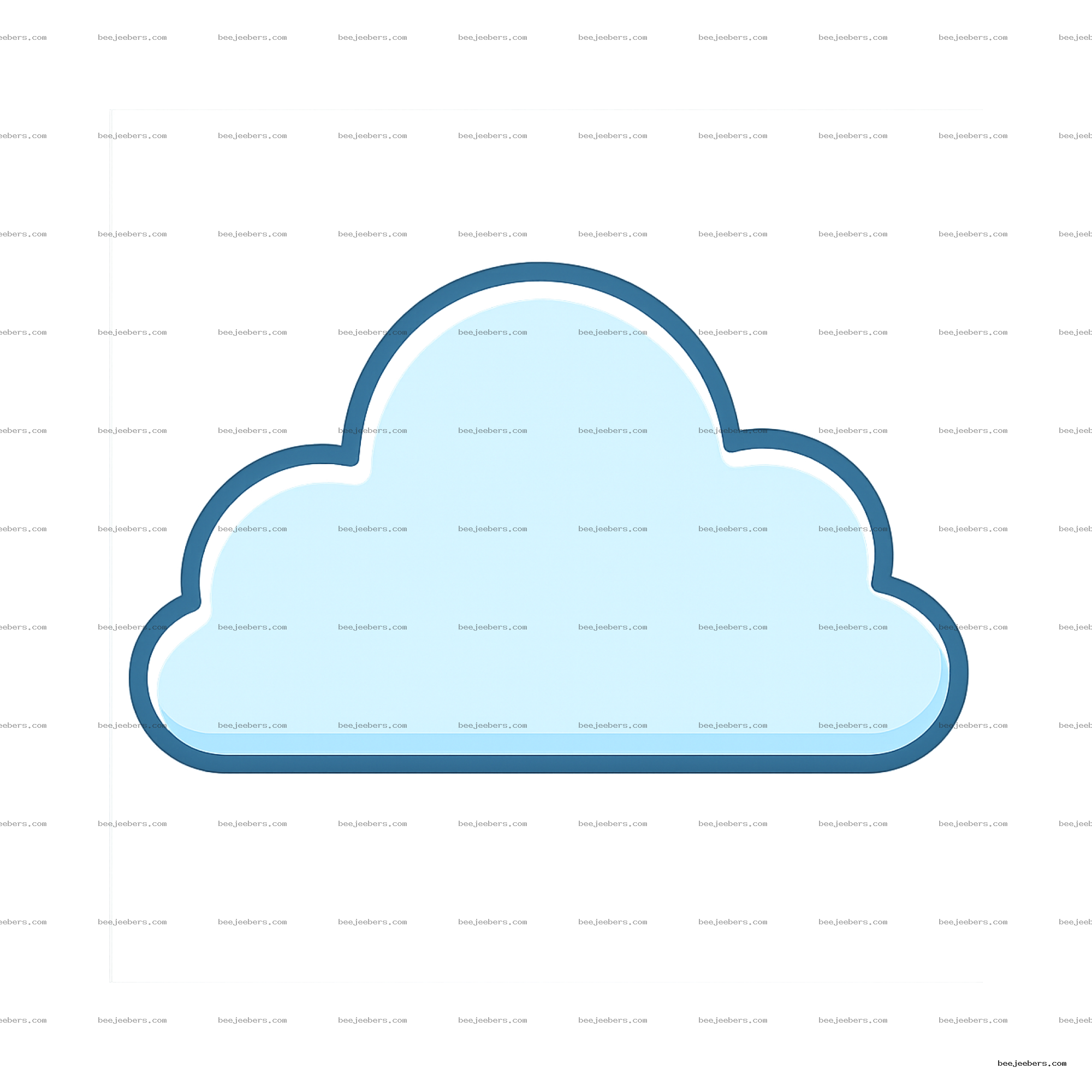 Light blue cartoon cloud with dark outline on transparent background