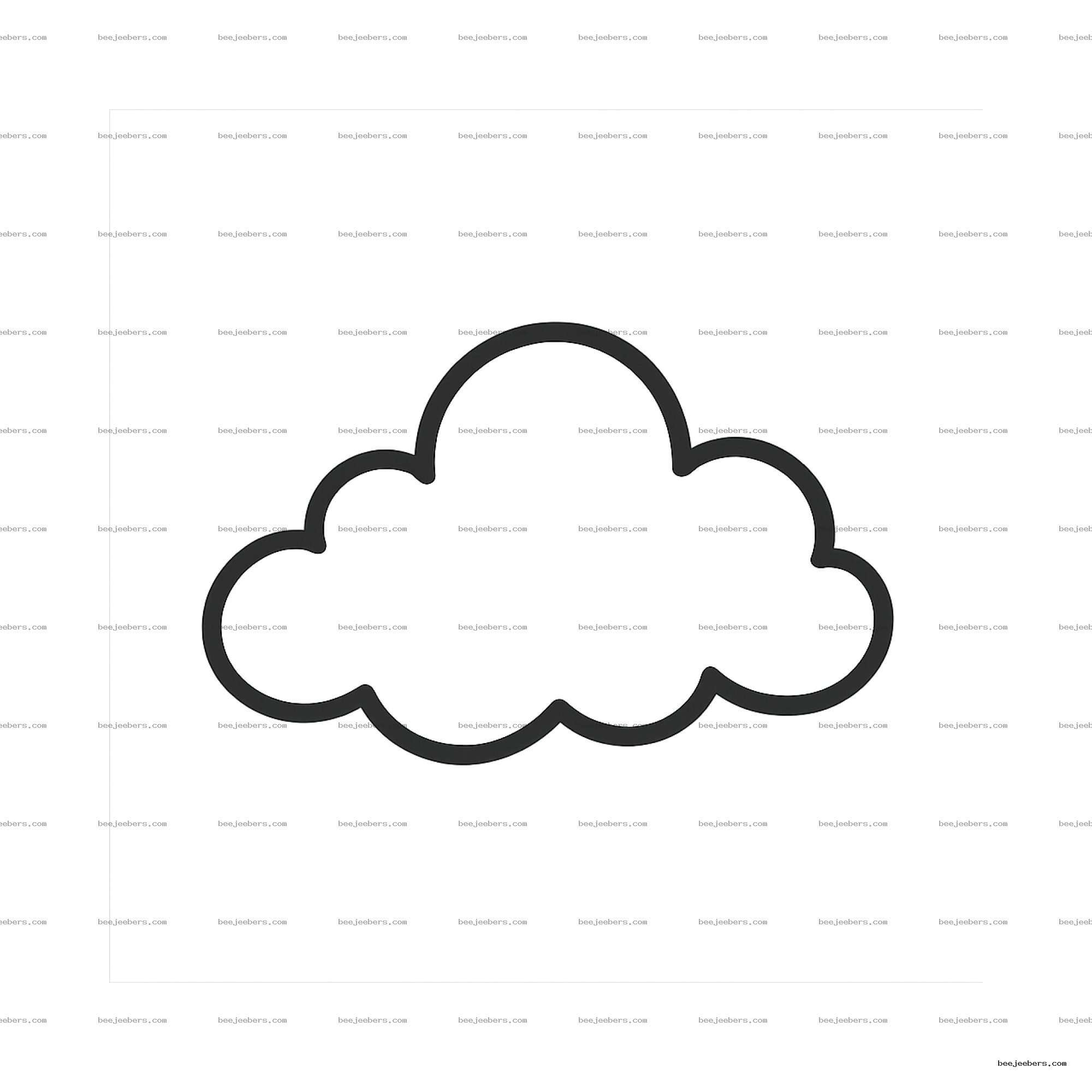 Clean vector doodle of a white cloud with black outline on transparent background