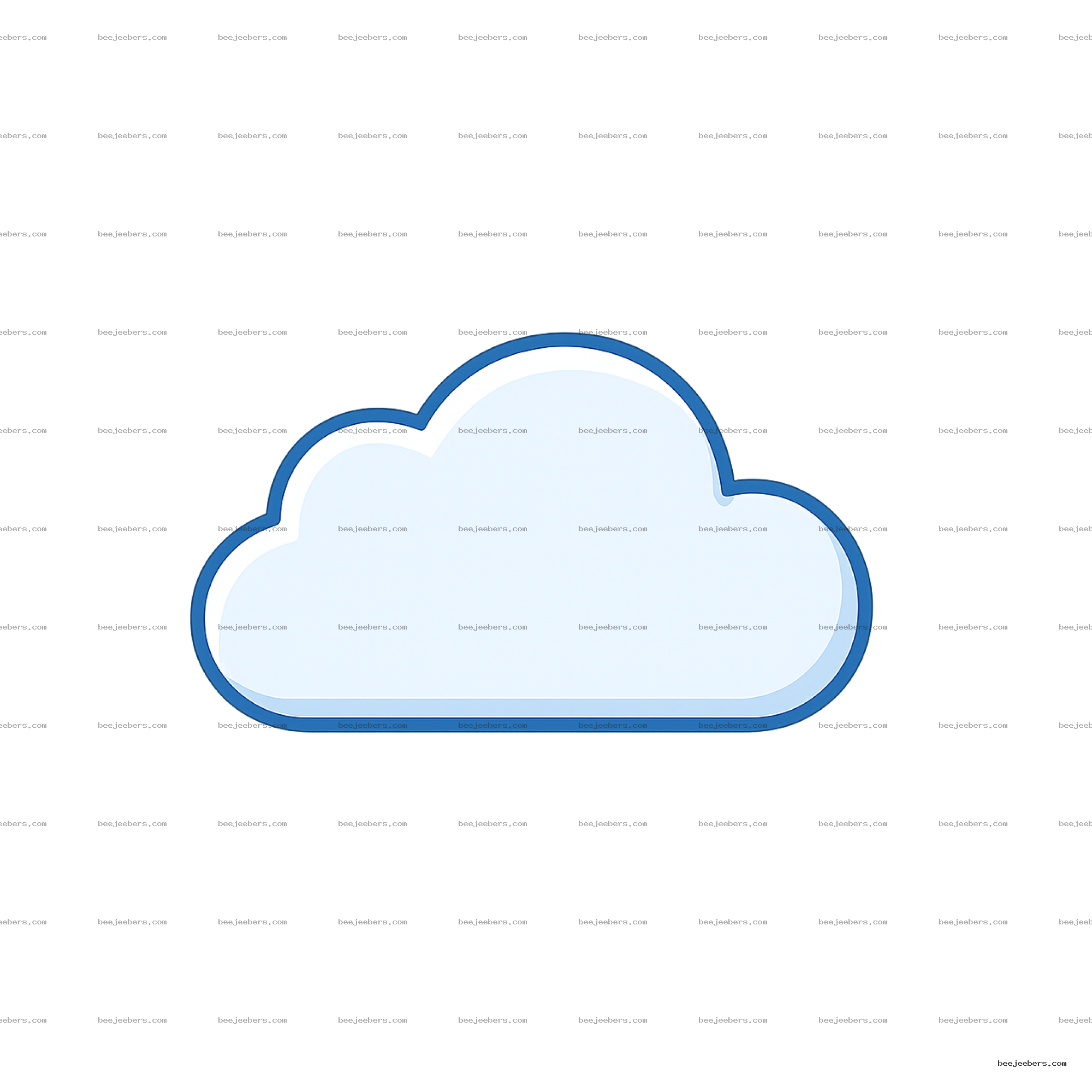 Clean vector style cloud PNG with transparent background and blue outline