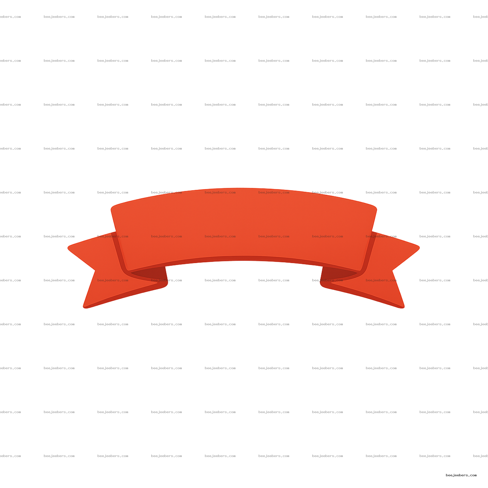 Clean vector red ribbon label banner with pointed ends on transparent background