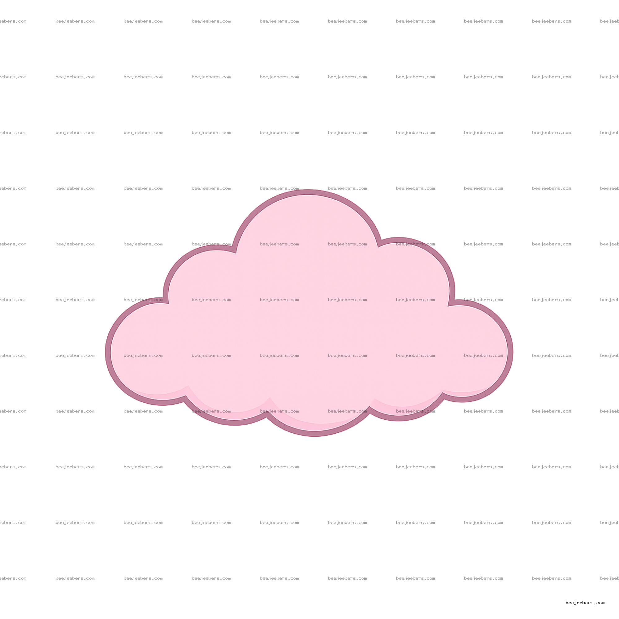 Clean vector illustration of a pink cloud with a darker pink outline on transparent background