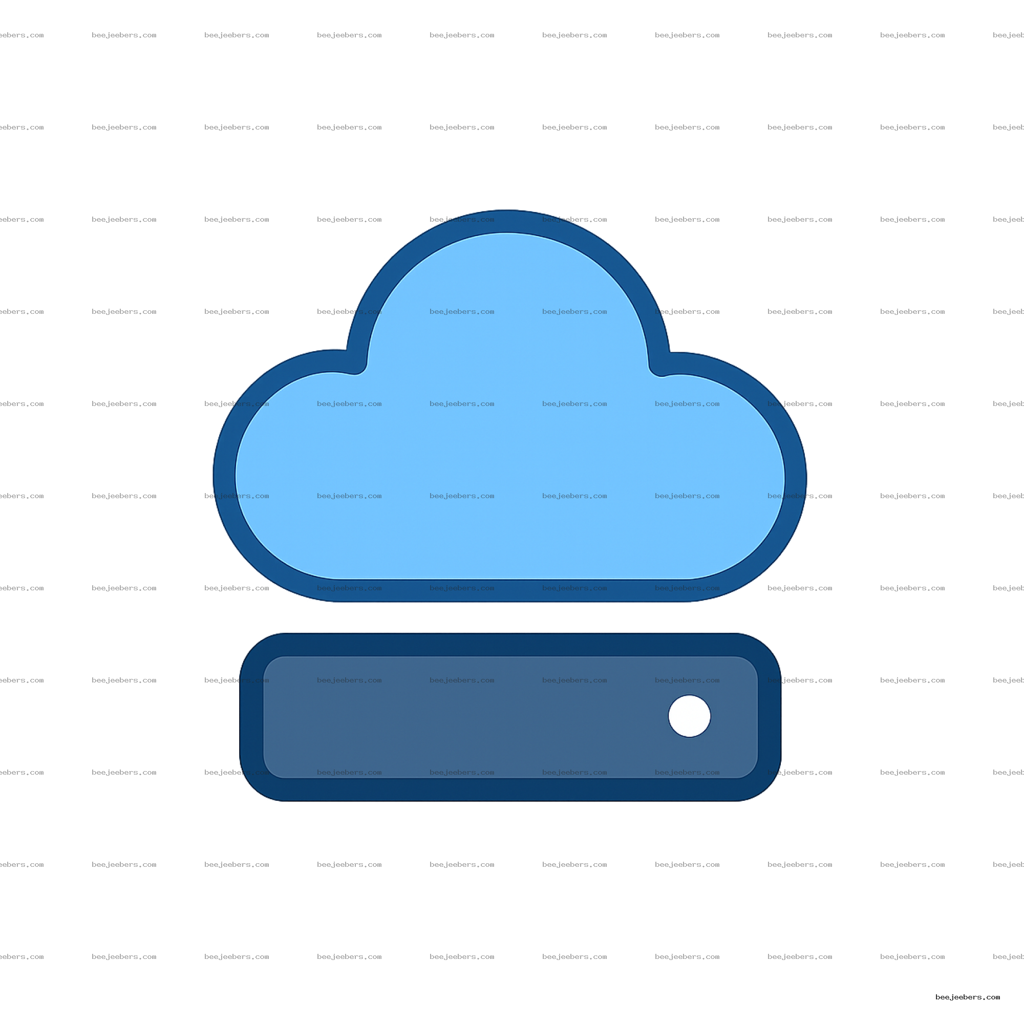 Minimalistic blue cloud storage icon with transparent background for digital use