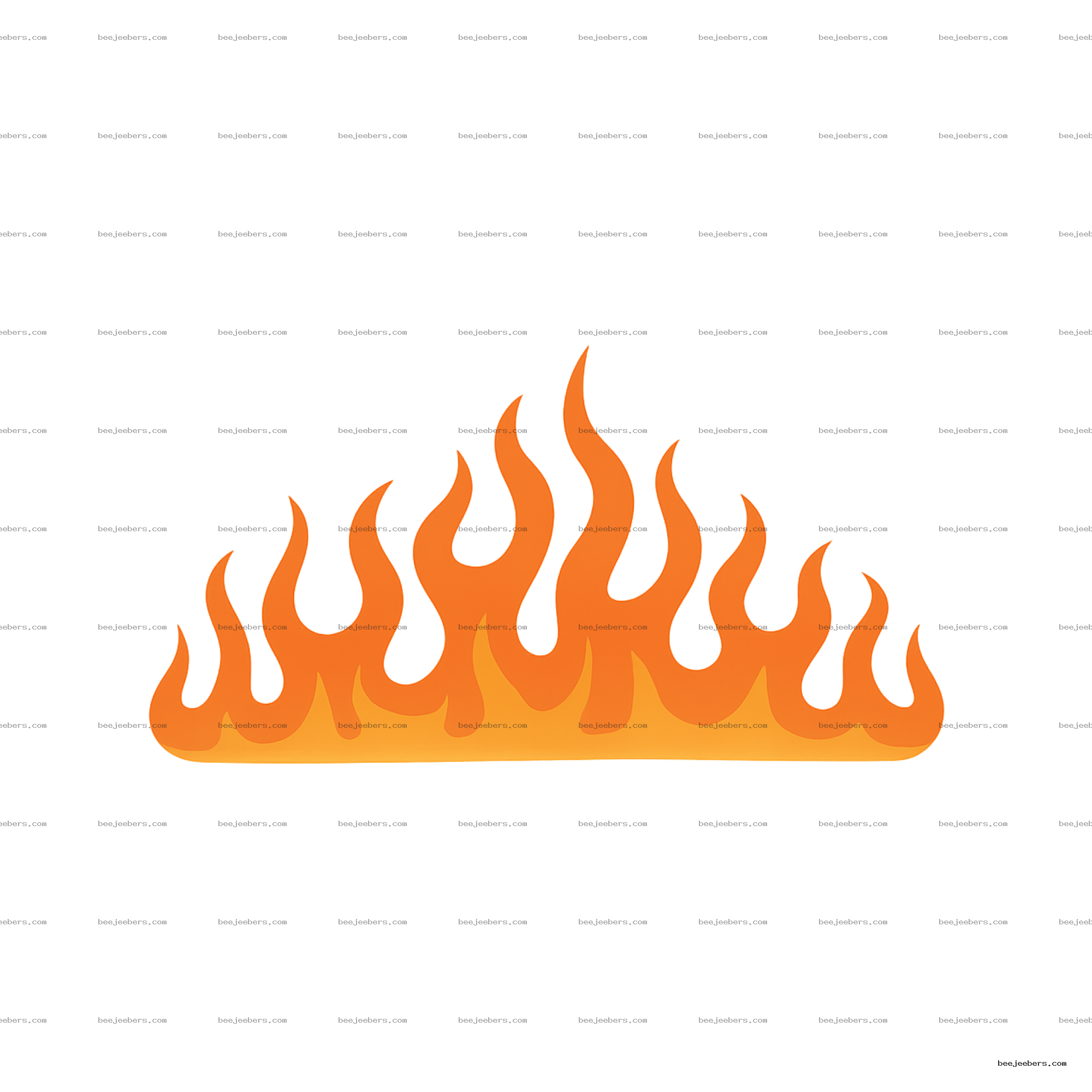 Clean vector illustration of orange and yellow stylized flames on transparent background