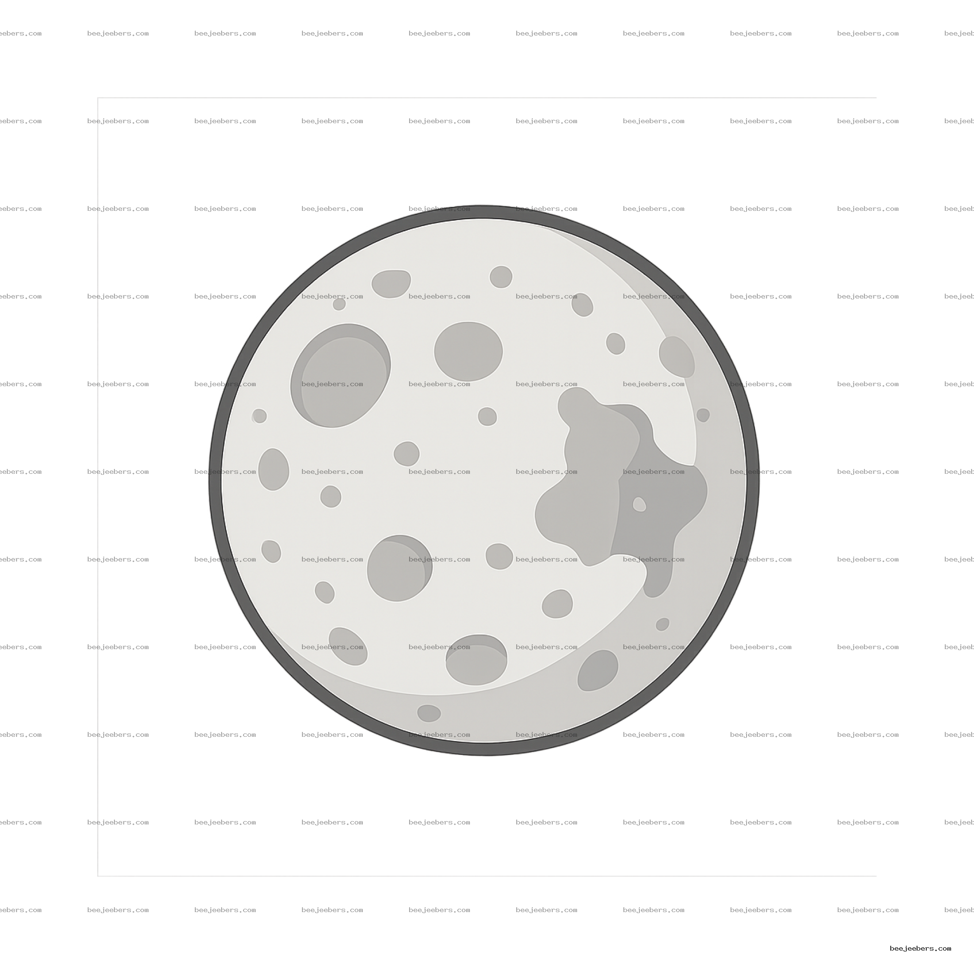 Clean vector illustration of full moon with craters and shadow on transparent background
