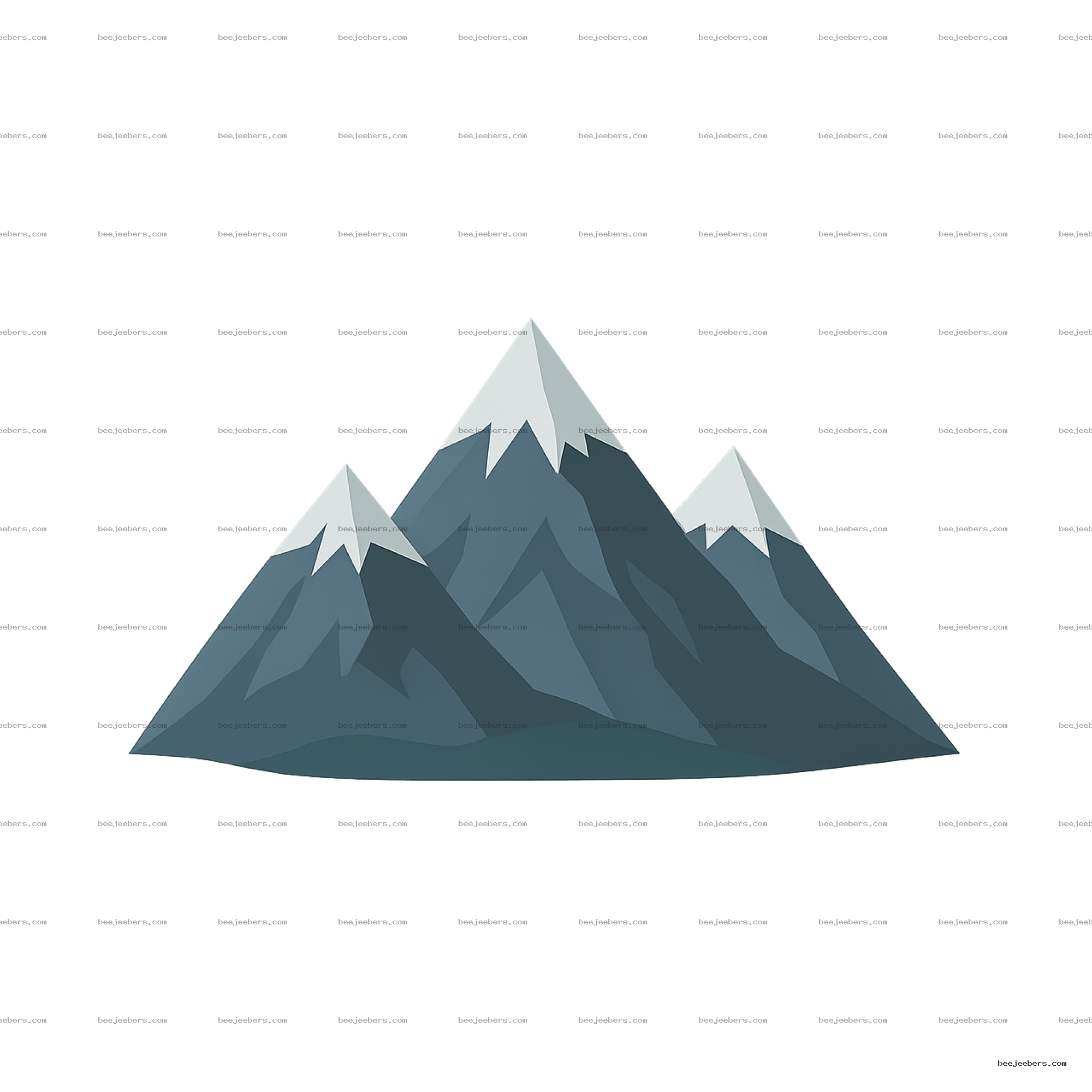 Clean vector illustration of three snow-capped mountain peaks on transparent background