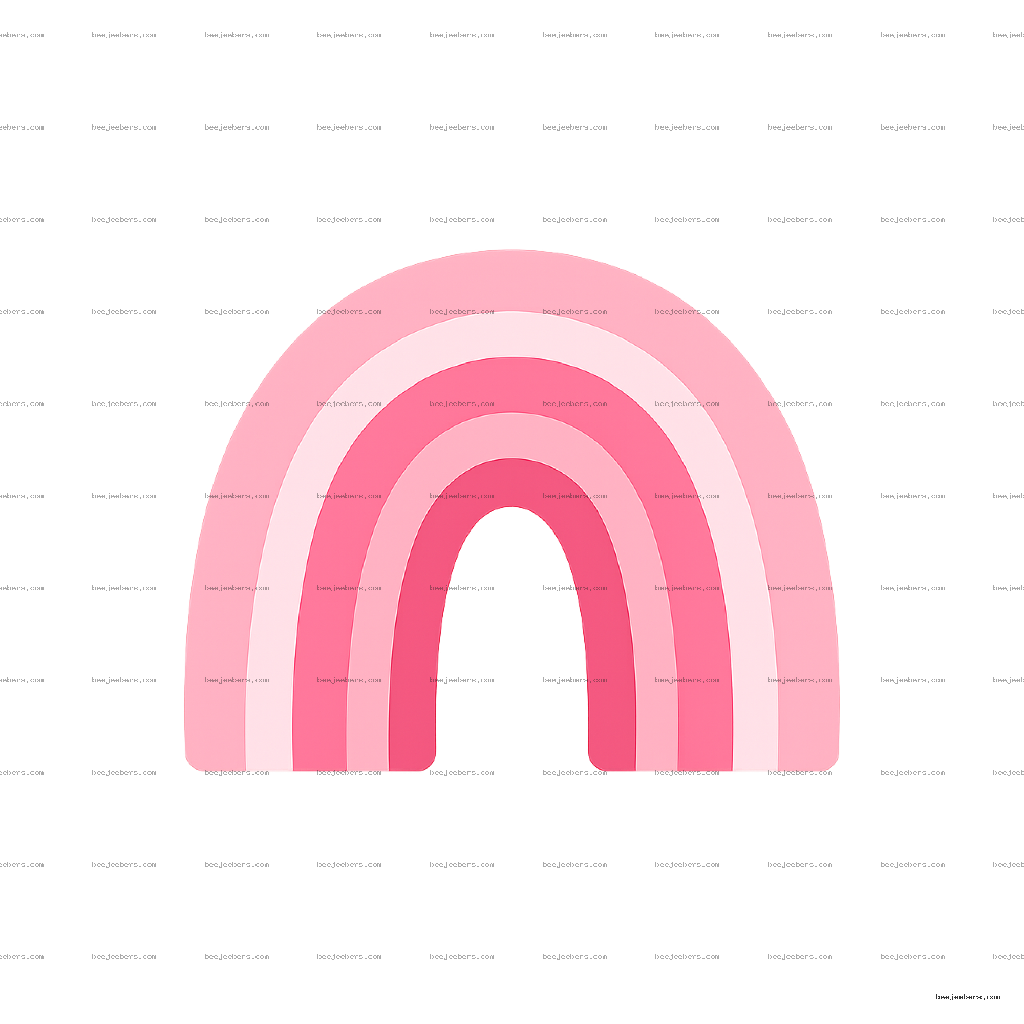 Minimalist pink rainbow clipart in layered shades of pink with transparent background