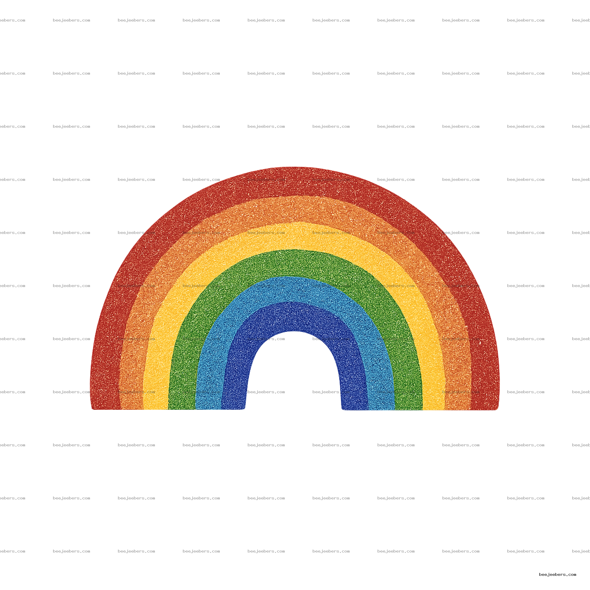 Glitter textured rainbow with seven colorful arcs on transparent background vector PNG