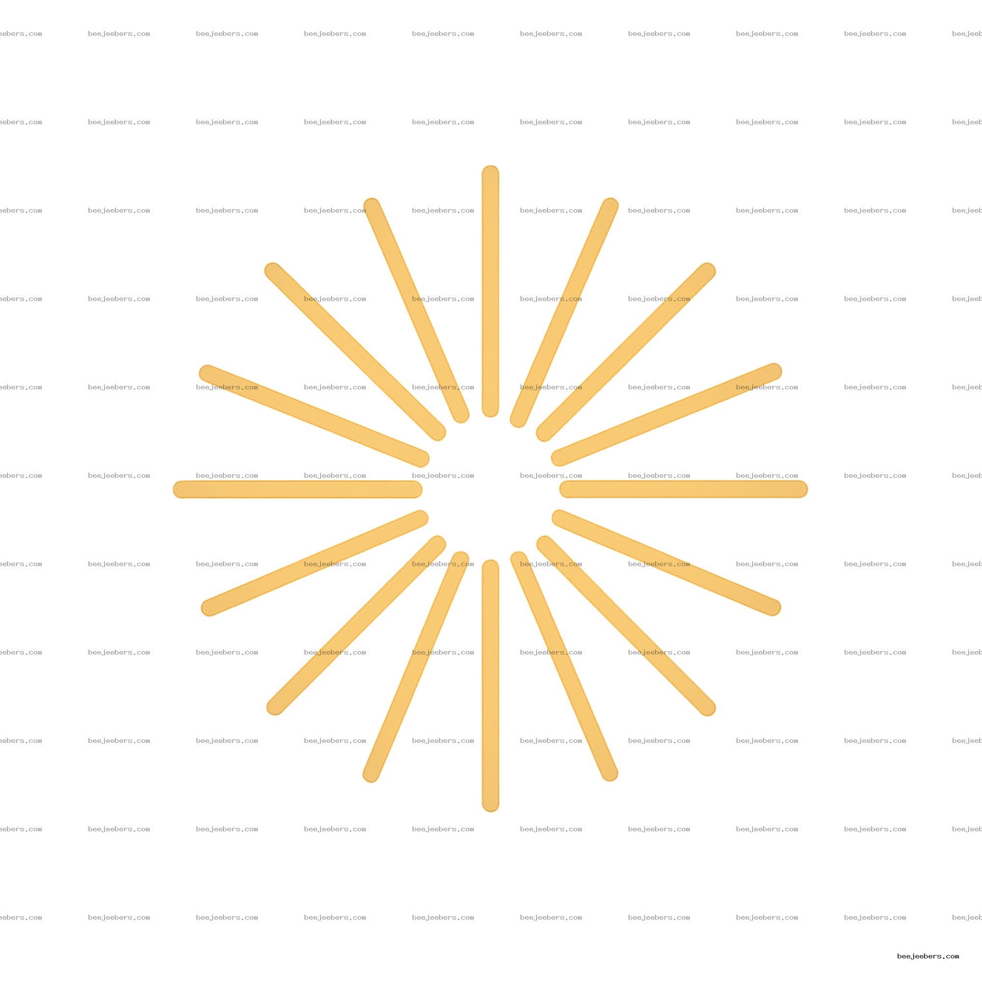 Golden yellow clean vector sun rays on transparent background arranged in radial pattern