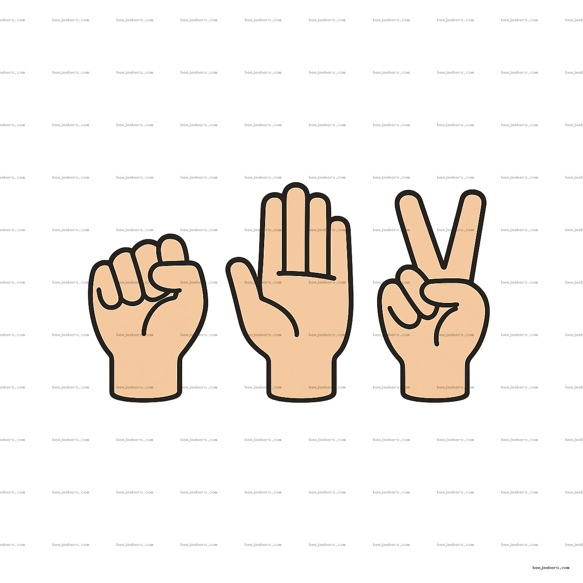 Rock paper scissors hand gesture icons in clean vector PNG with transparent background