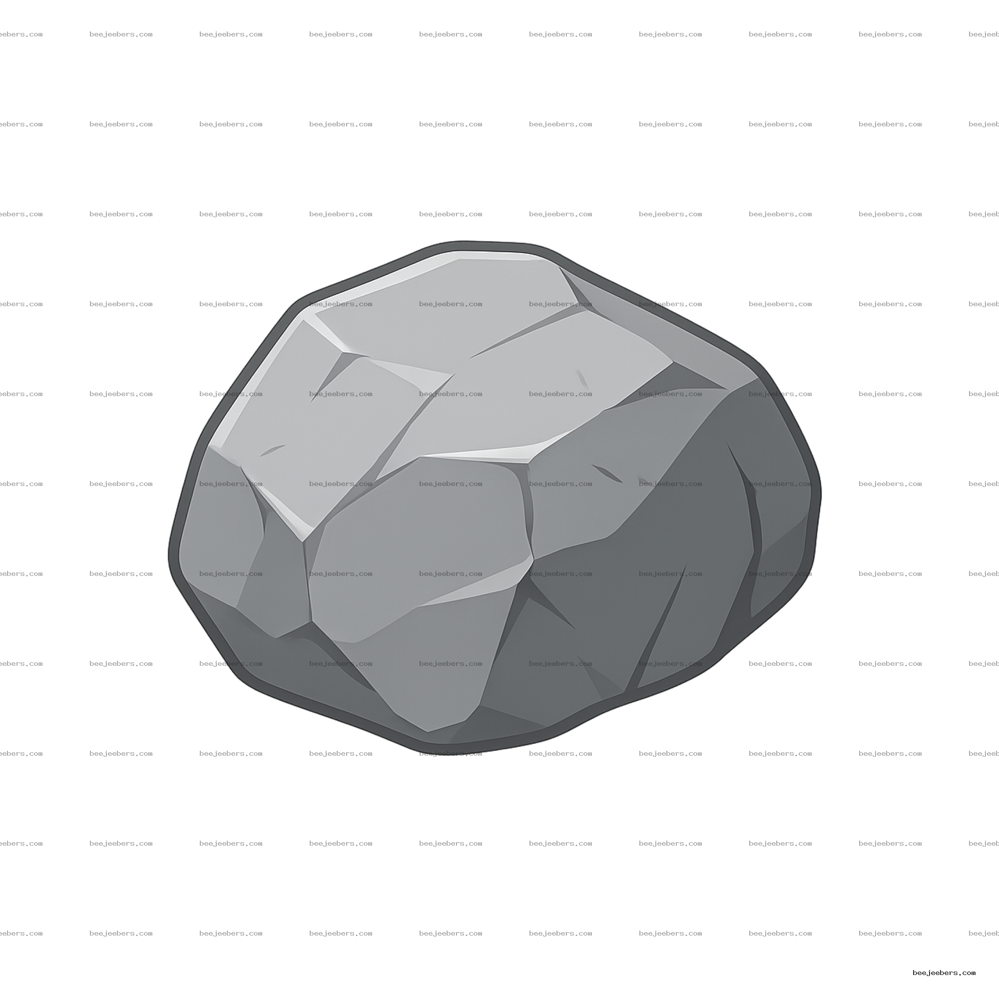 Clean vector illustration of a gray rock stone with facets on transparent background