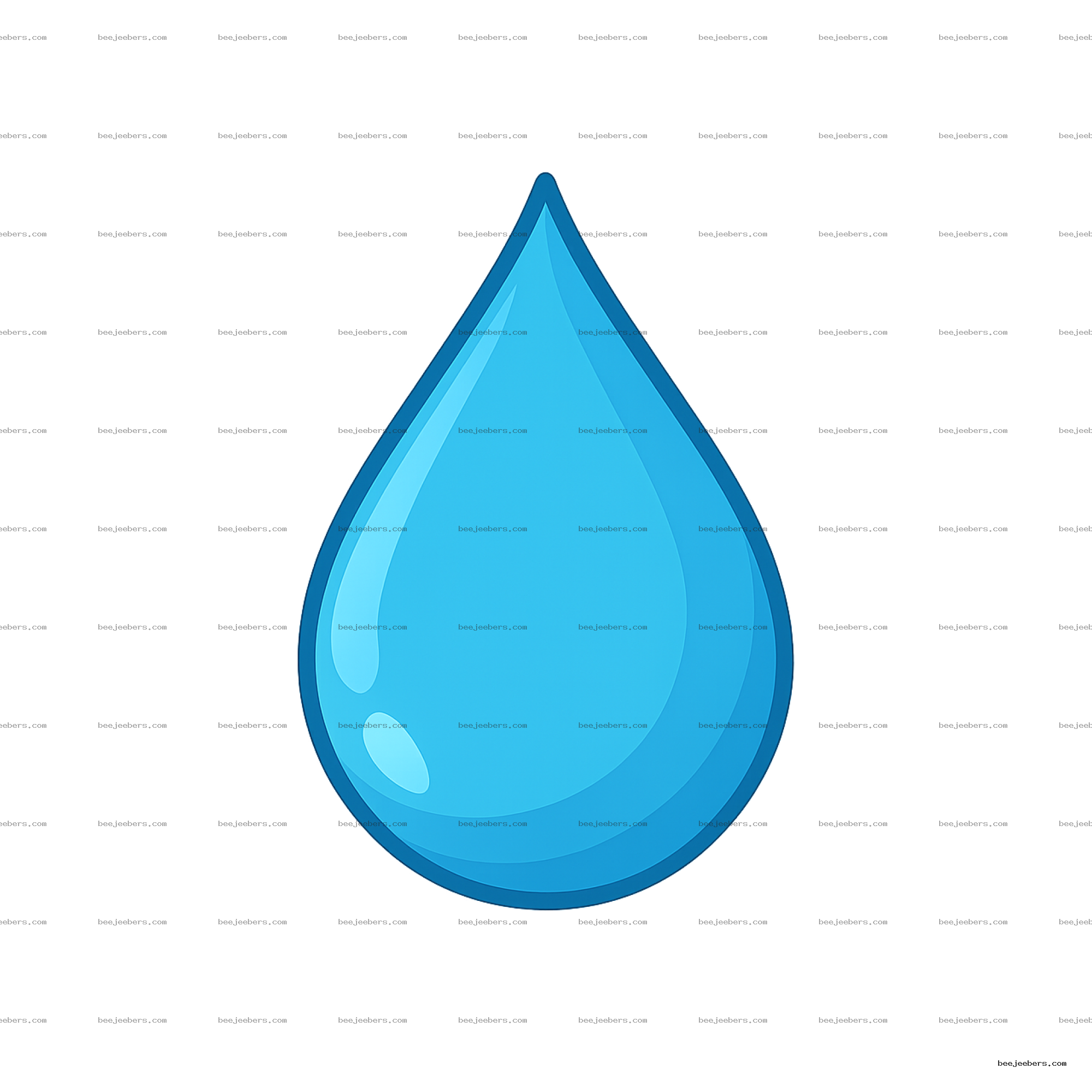 Simple blue water drop clipart with smooth highlights on transparent background