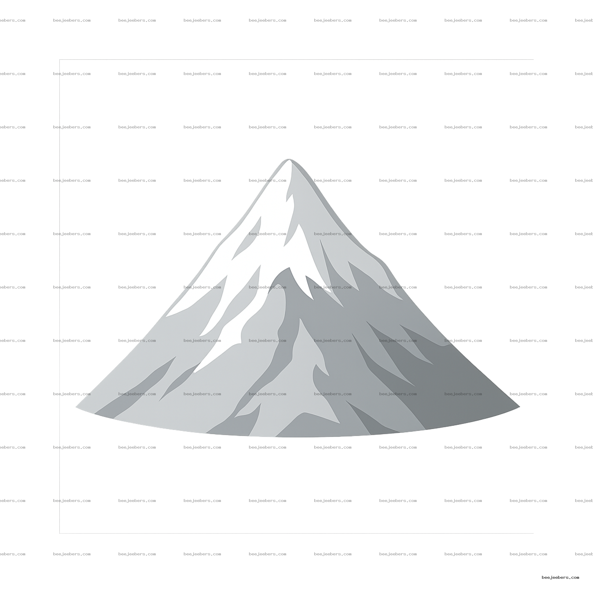 Clean vector white mountain peak with snow and shading on transparent background