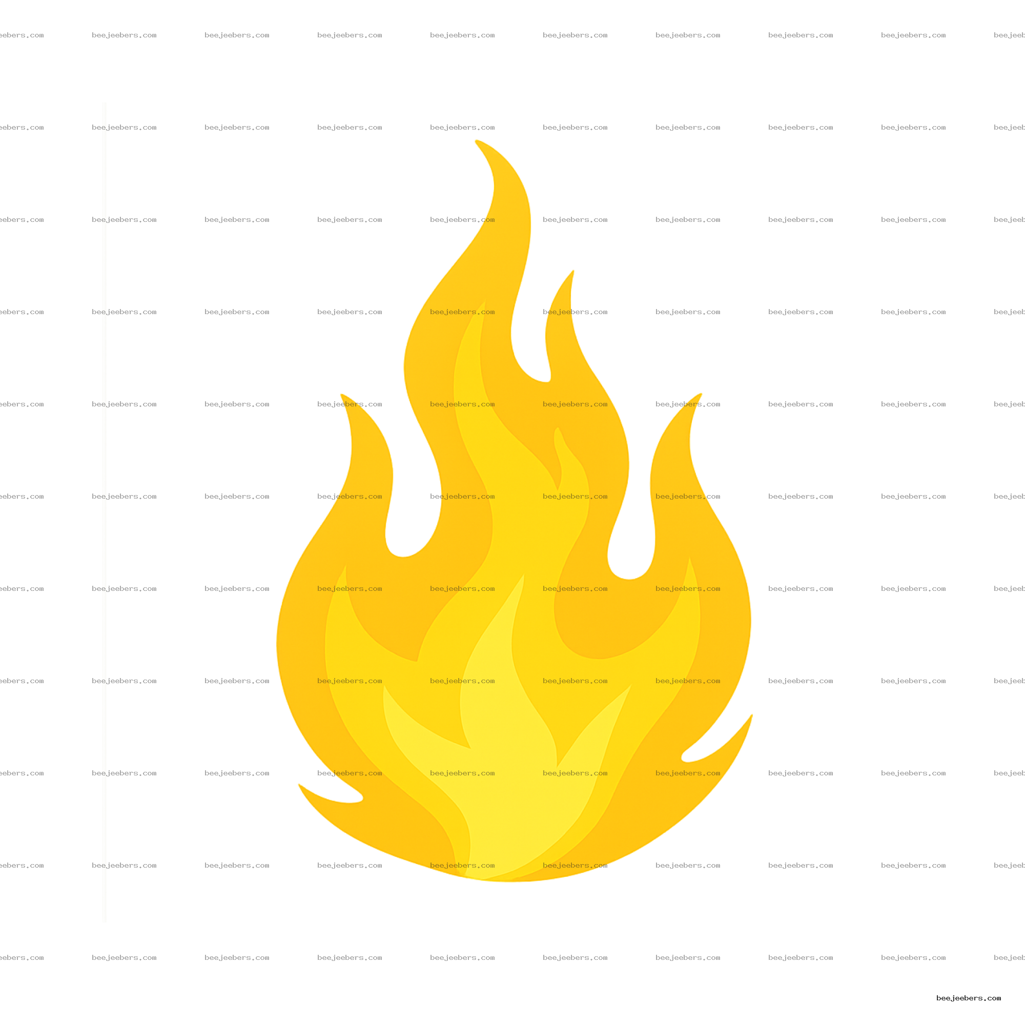 Clean vector illustration of stylized yellow flames with a transparent background