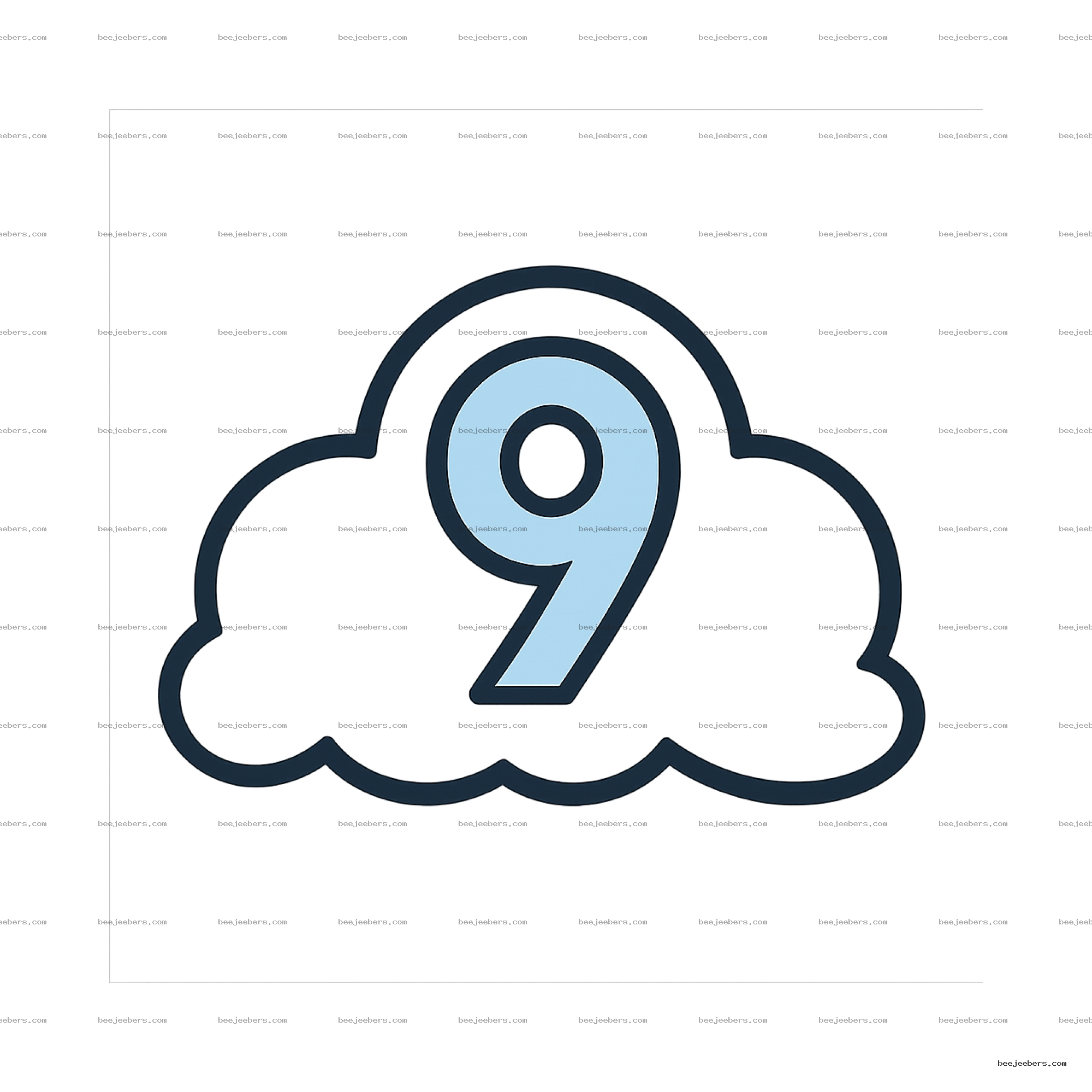 Clean vector Cloud 9 icon in light and navy blue with transparent background