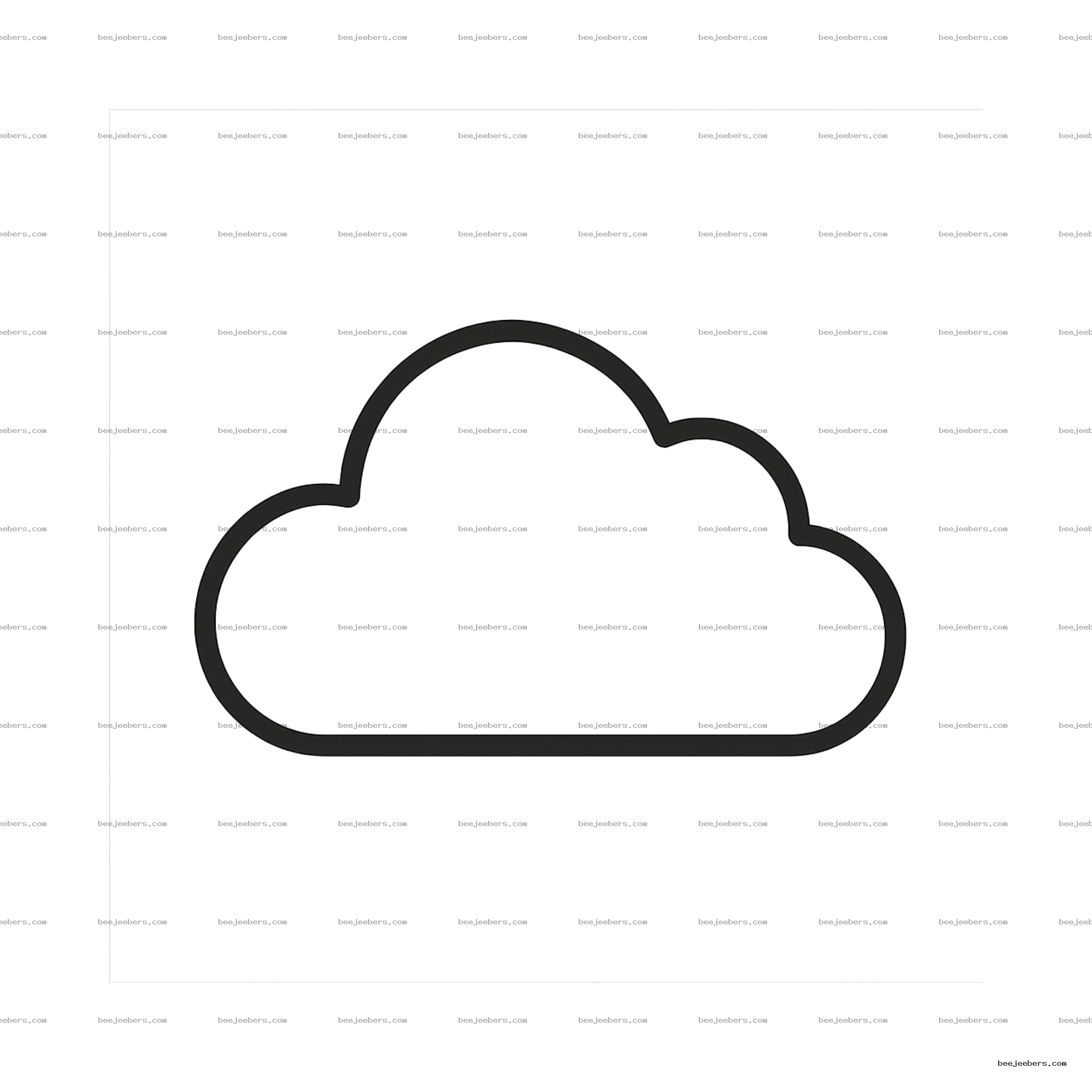 Simple black cloud outline with smooth curves on a transparent background