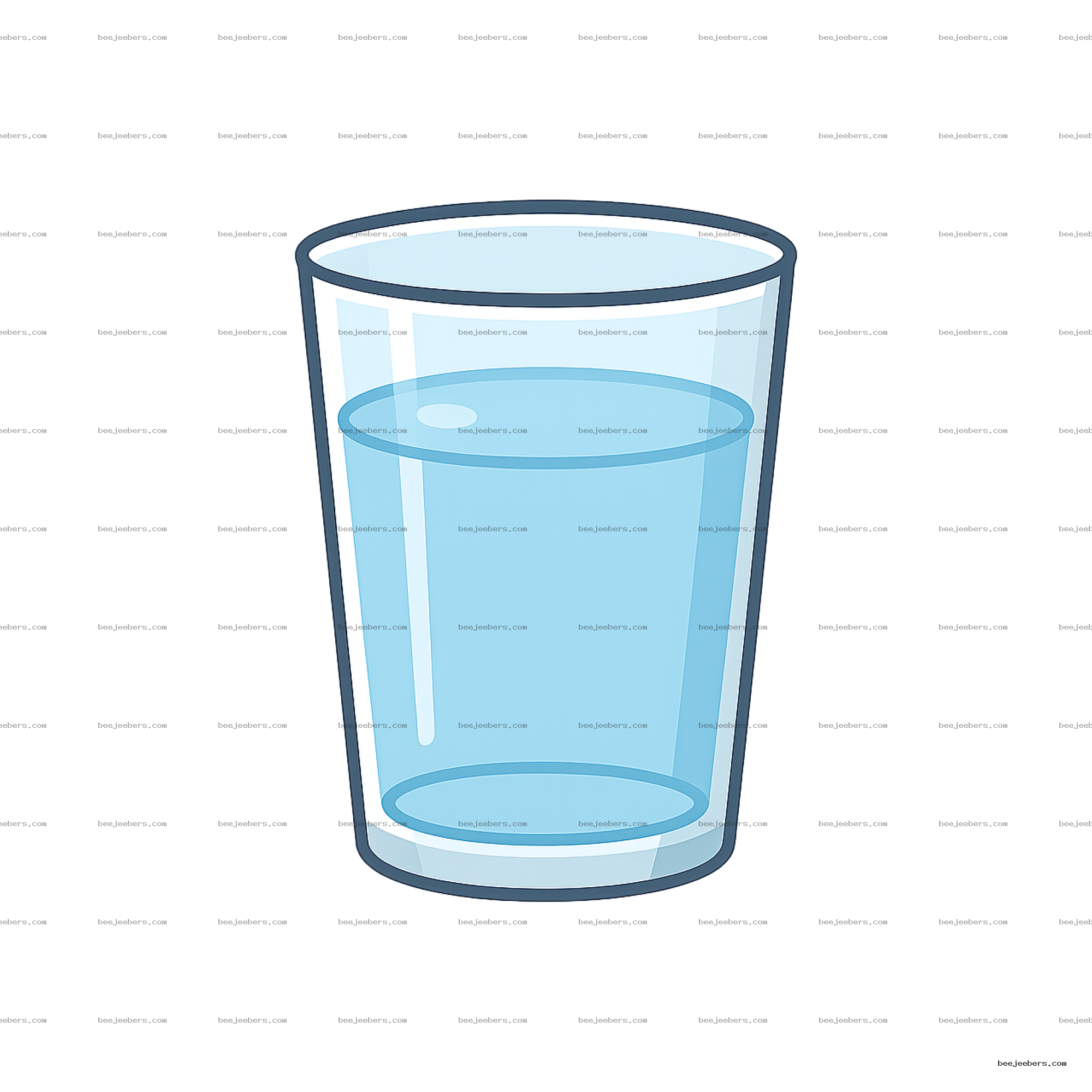 Clean vector illustration of a transparent drink glass half filled with water on transparent background