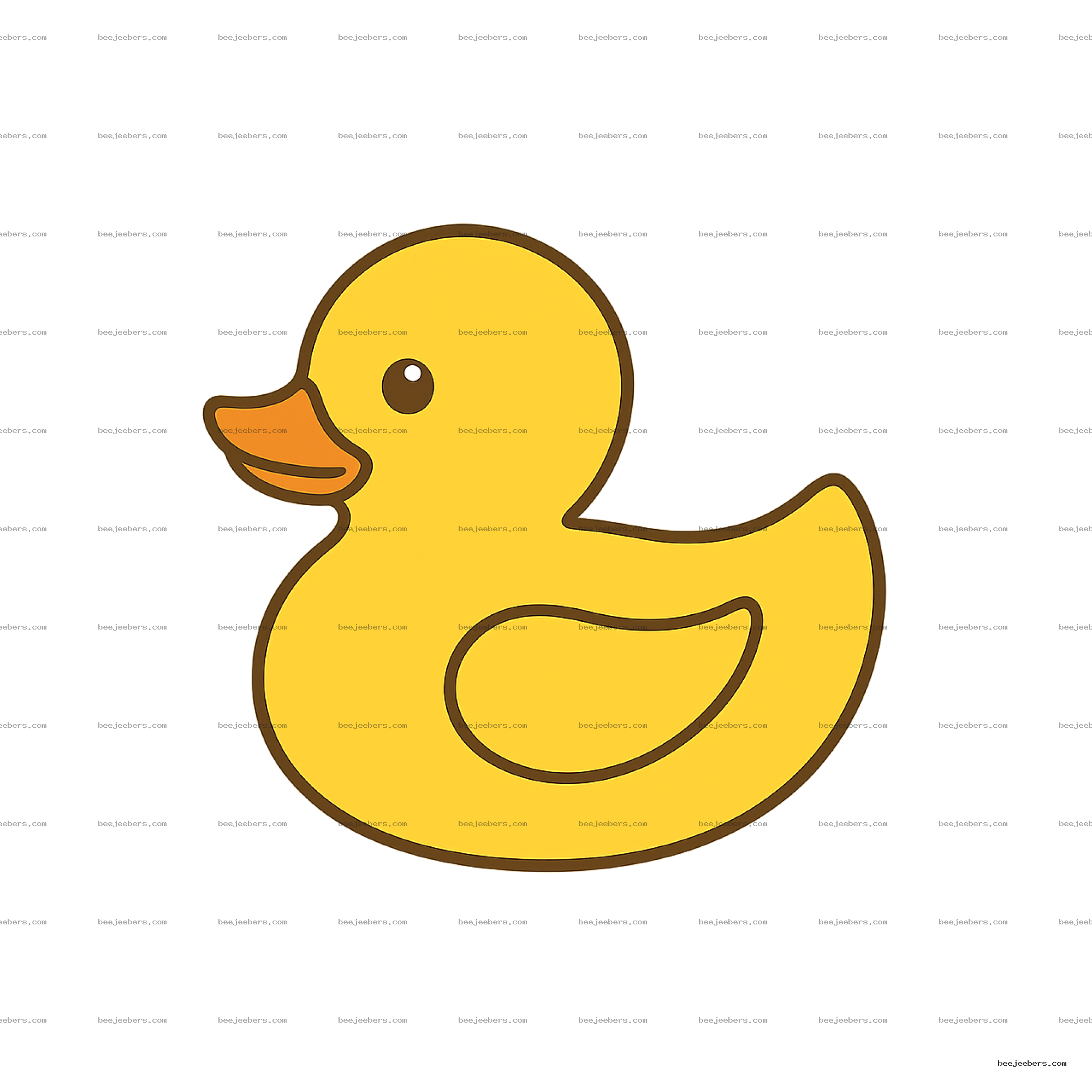 Simple yellow rubber duck cartoon clipart with transparent background
