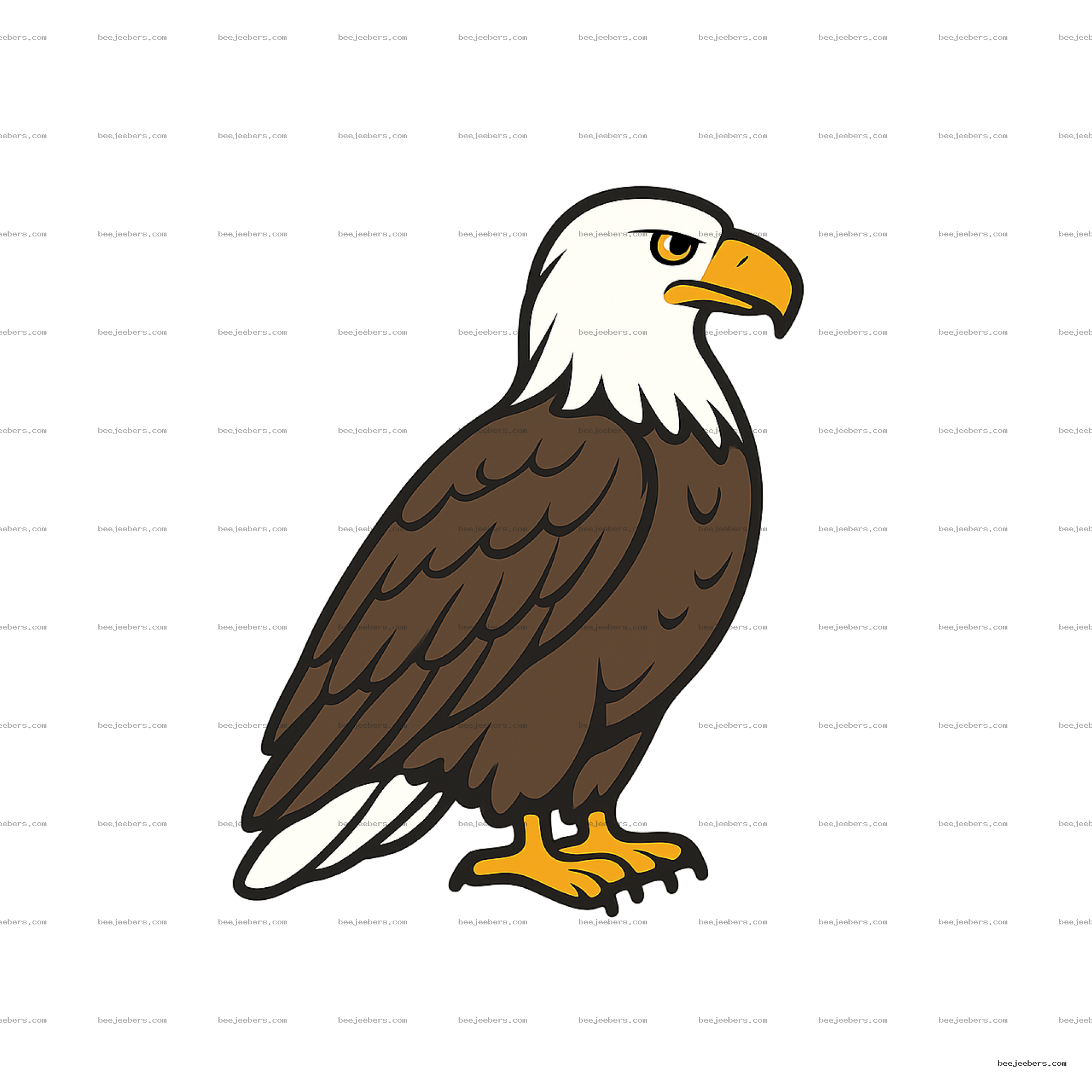 Clean vector bald eagle side profile clipart PNG with transparent background