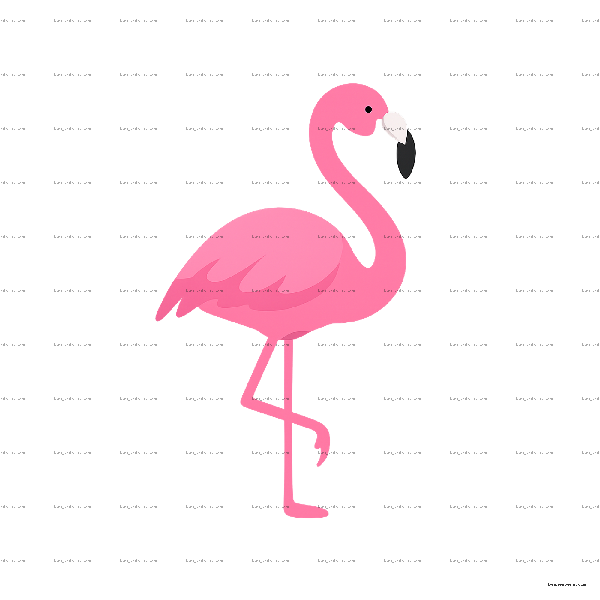 Clean vector pink flamingo standing on one leg with transparent background for digital use