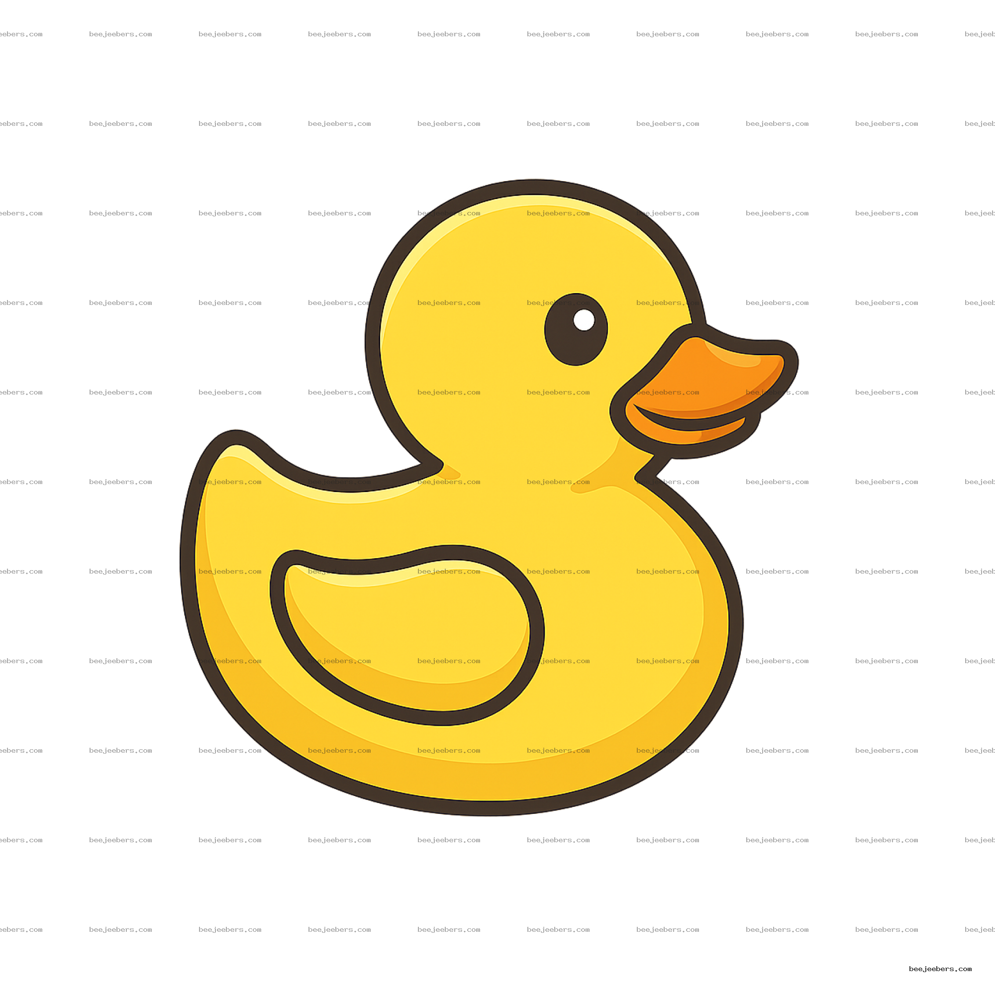 Clean vector yellow rubber duck with orange beak and transparent background