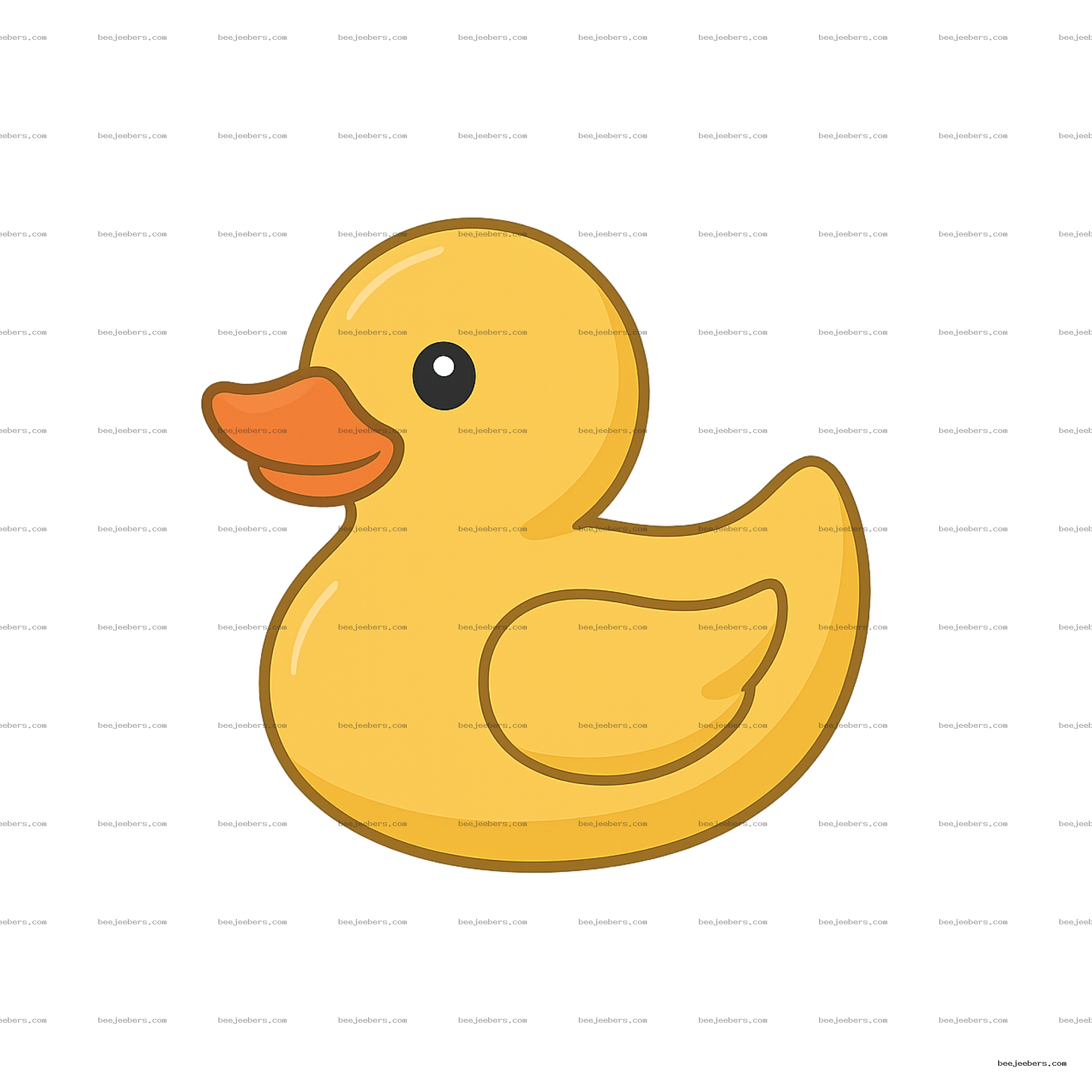 Clean vector PNG of a yellow rubber duck toy with orange beak on transparent background