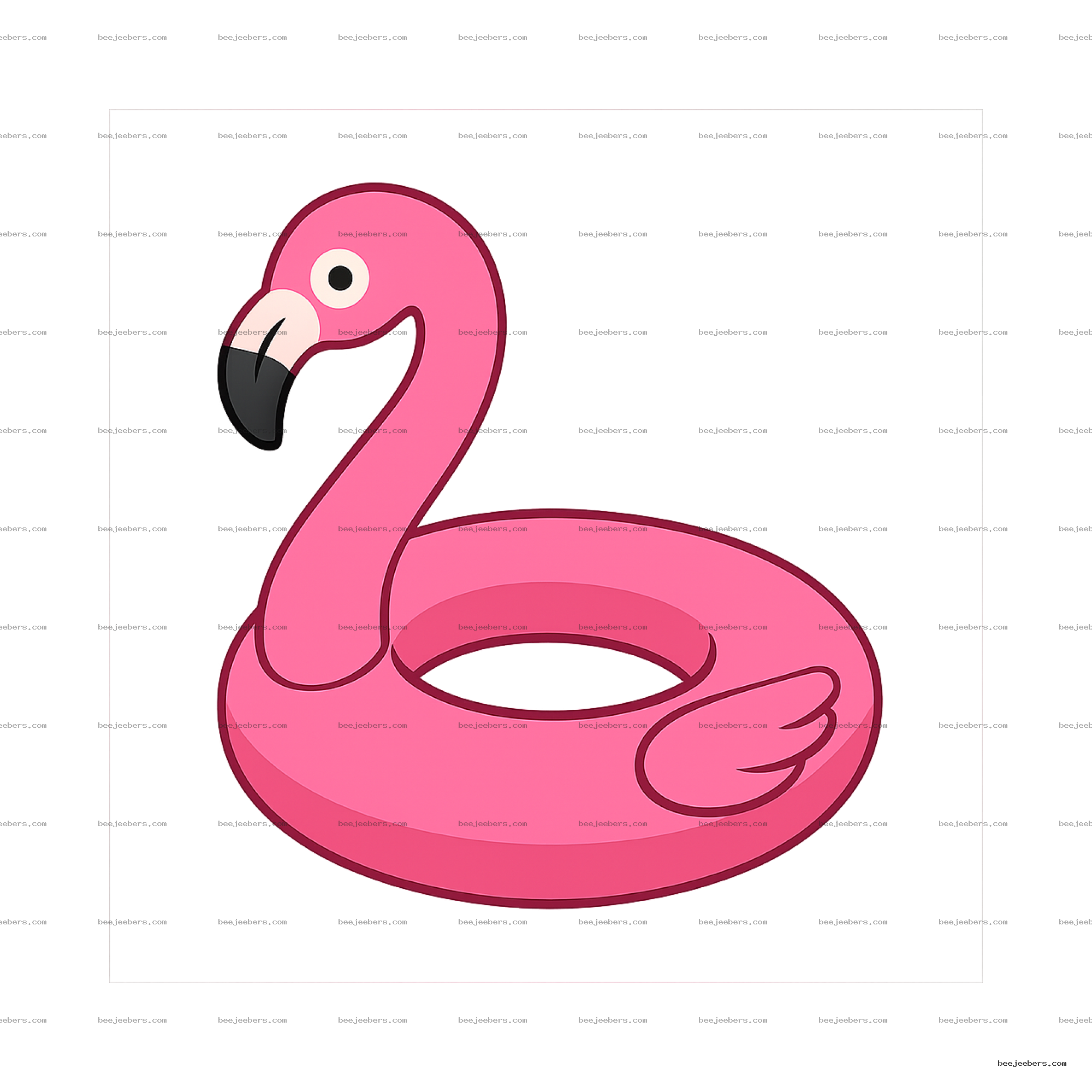 Pink flamingo pool float digital vector illustration with transparent background