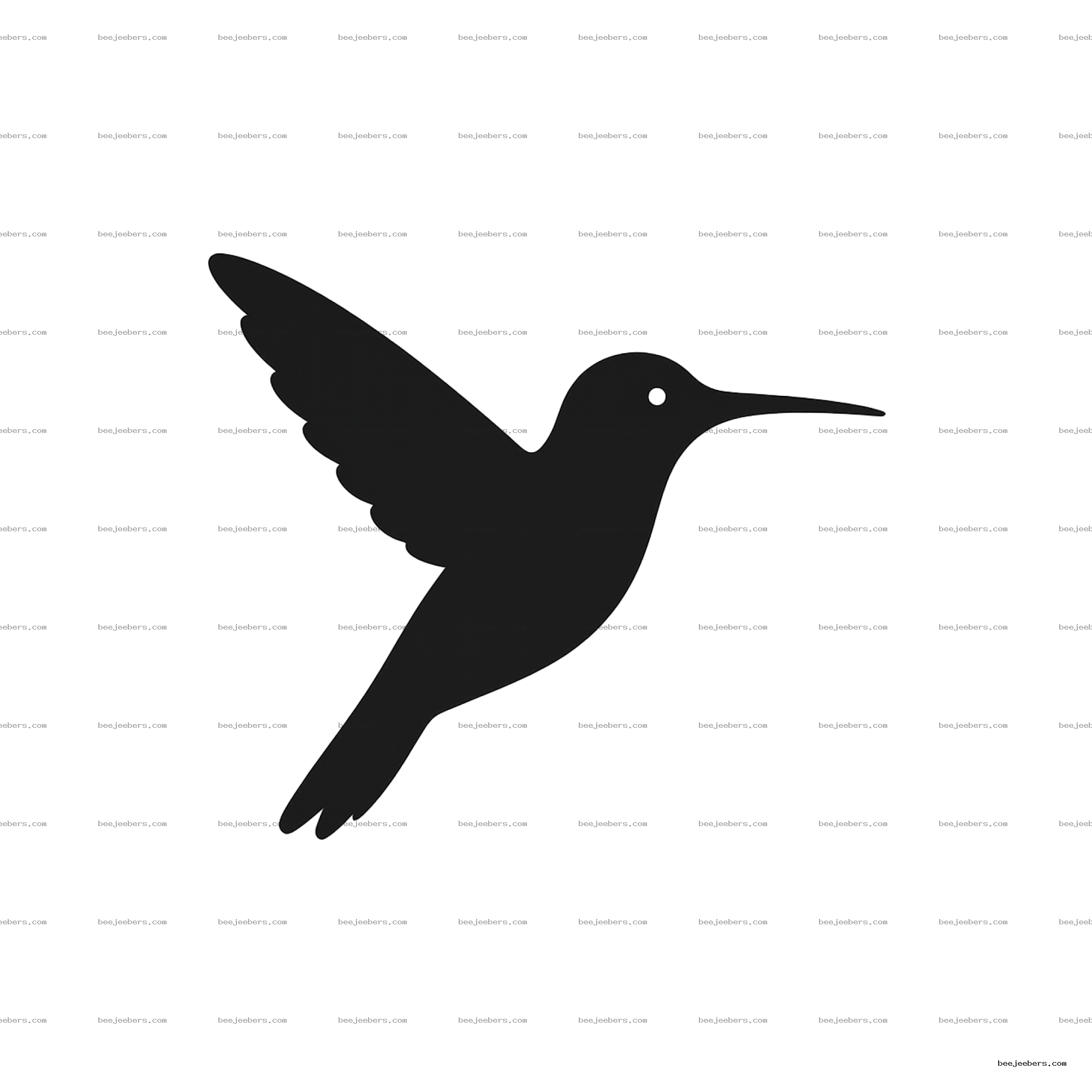 Black hummingbird silhouette PNG vector image on transparent background