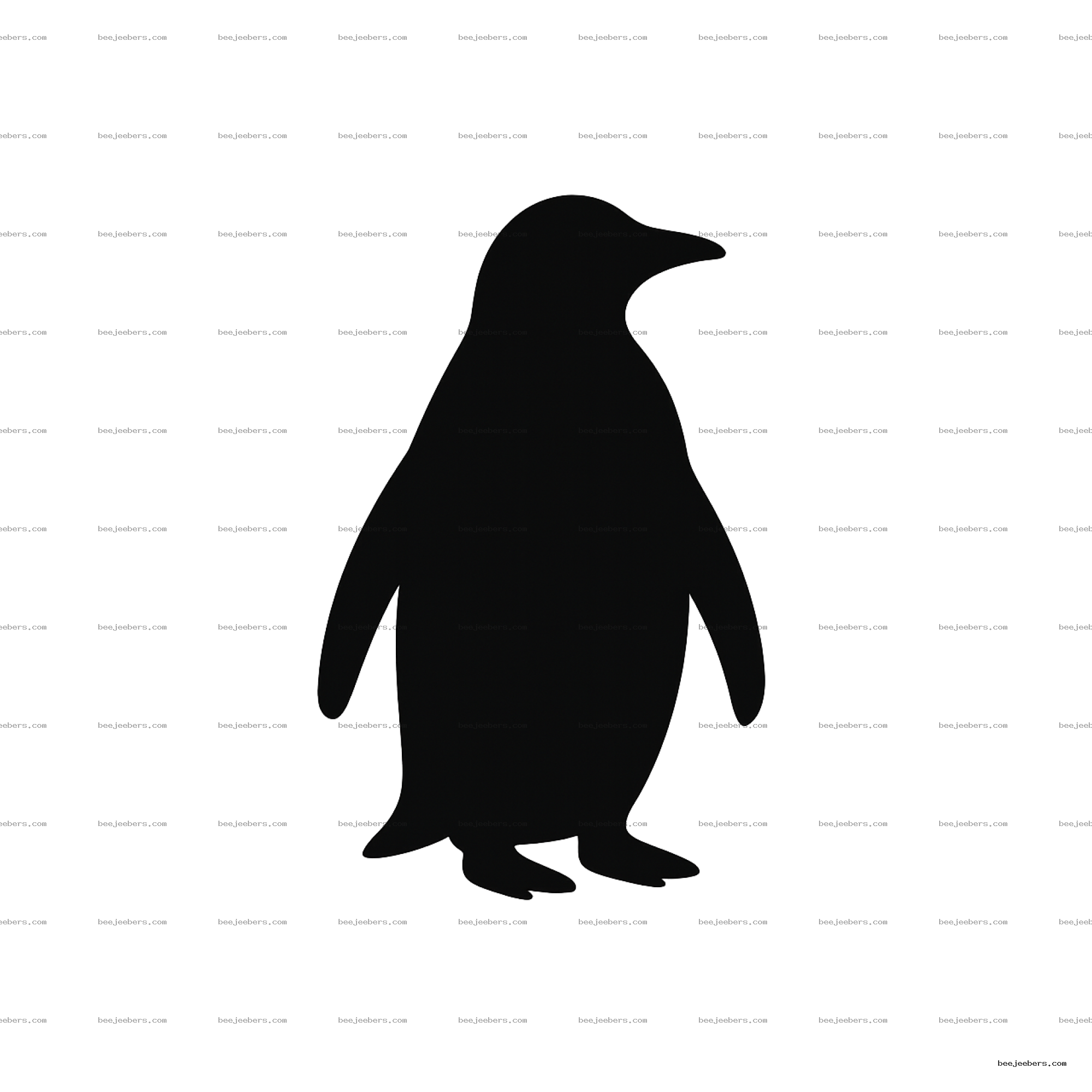 Solid black clean vector penguin silhouette with transparent background