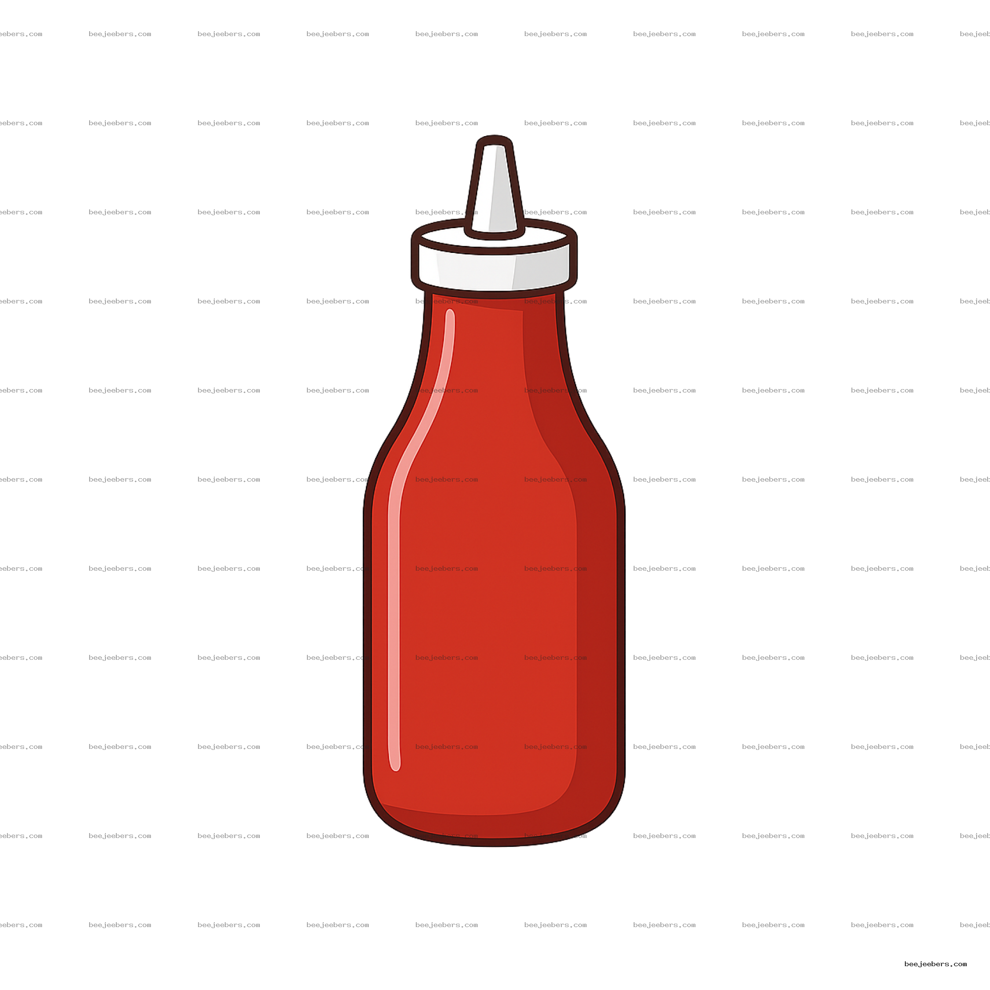 Red ketchup bottle with white nozzle cap in clean vector style on transparent background
