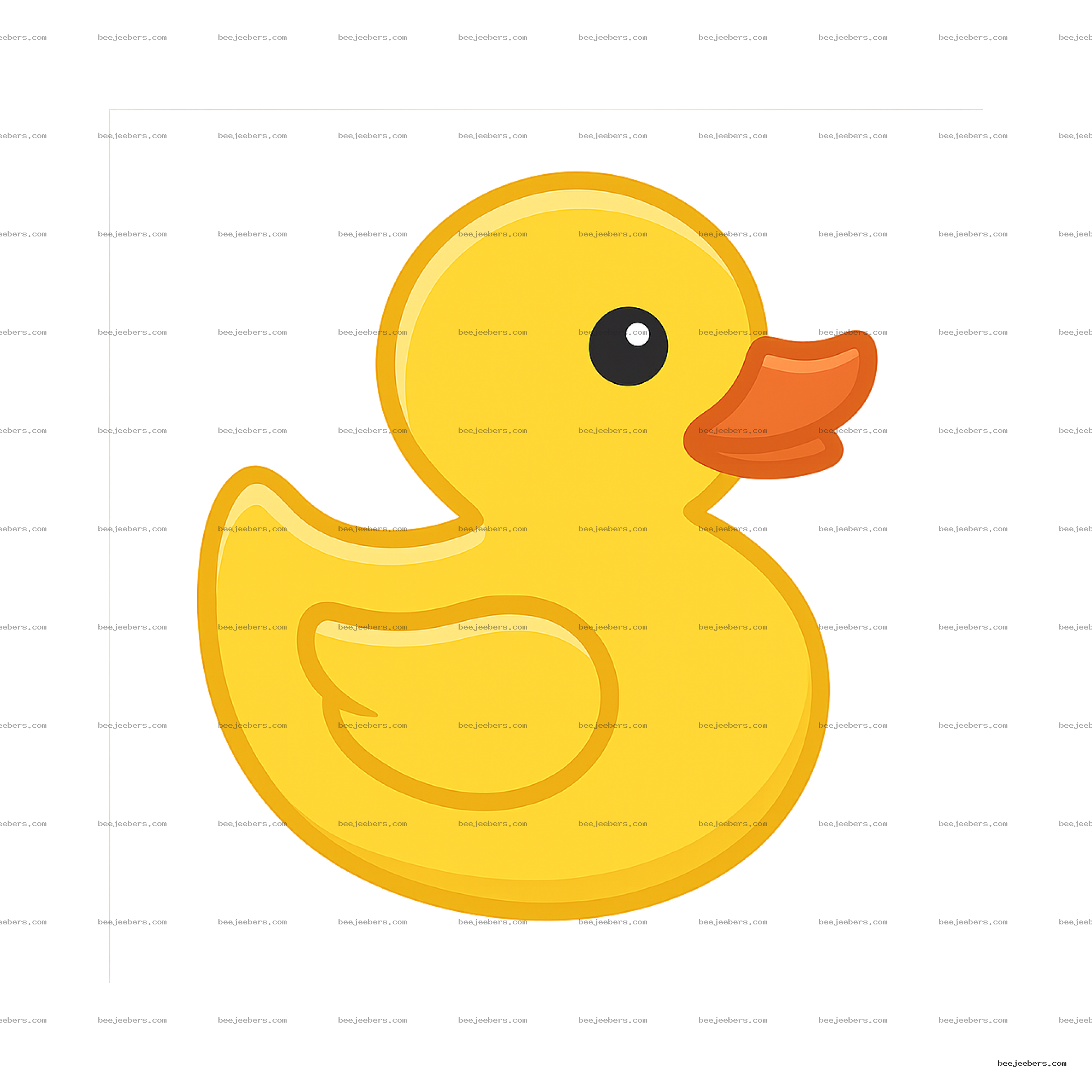 Clean vector illustration of a bright yellow plastic rubber duck with orange beak on transparent background