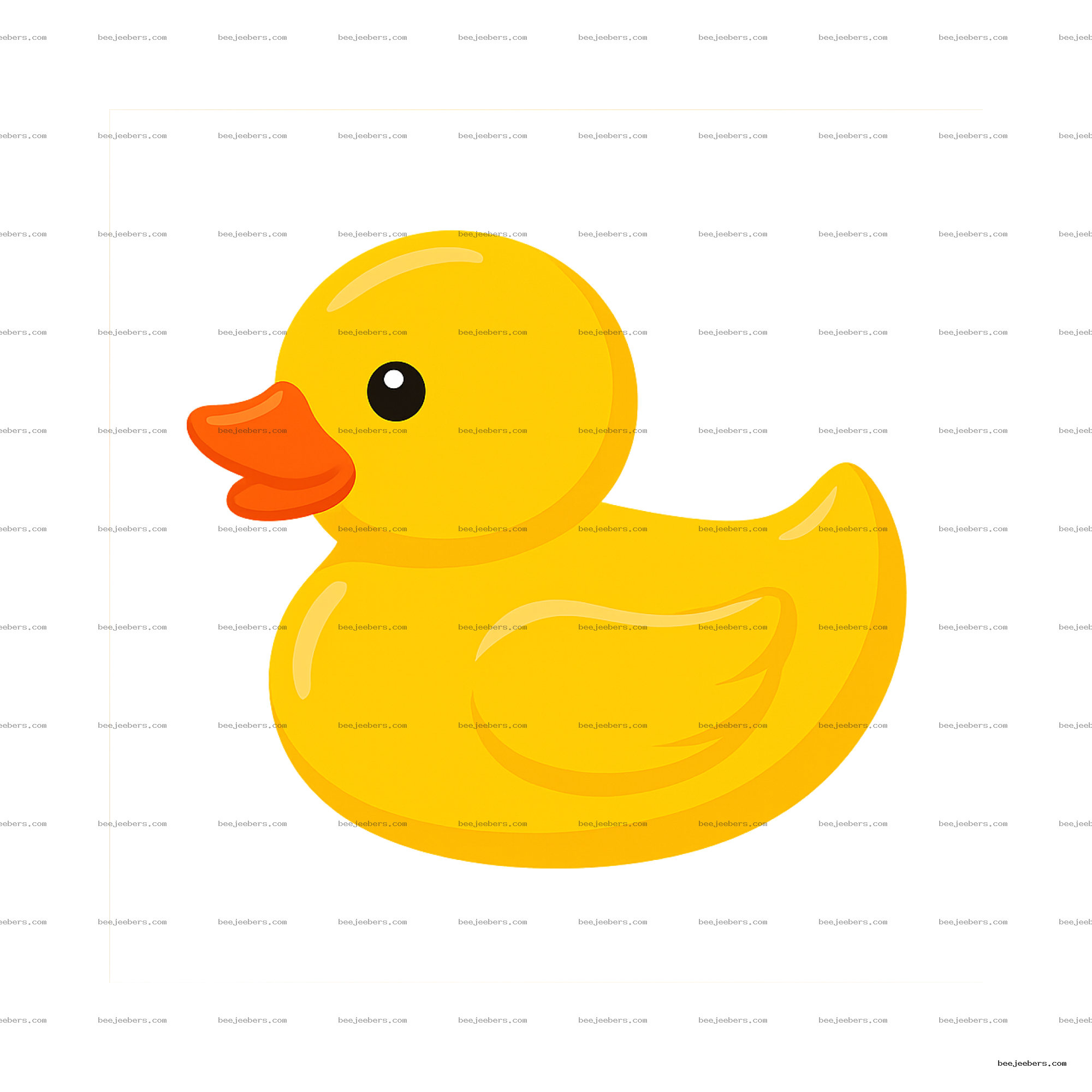 Clean vector illustration of a bright yellow rubber duck with an orange beak on transparent background
