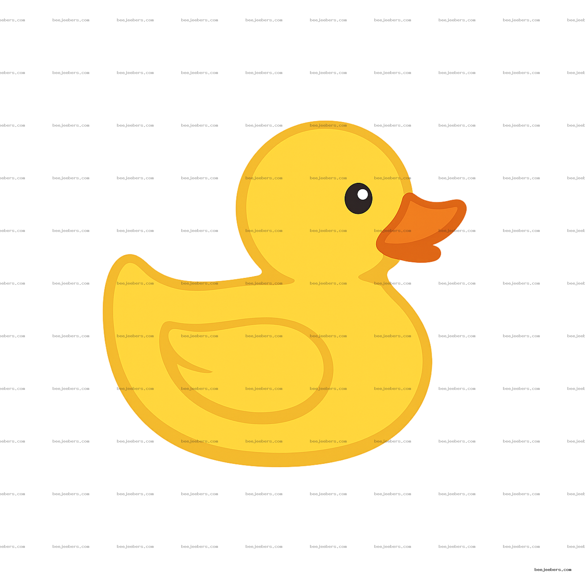 Clean vector PNG of yellow rubber bath duck with orange beak on transparent background