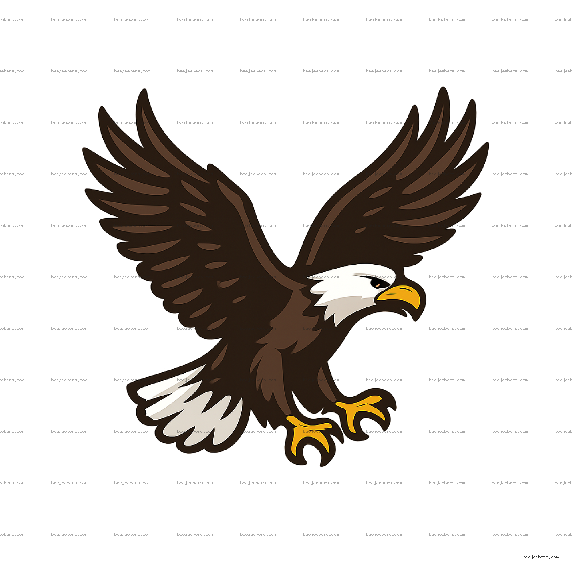 Clean vector illustration of a flying eagle with wings spread and transparent background