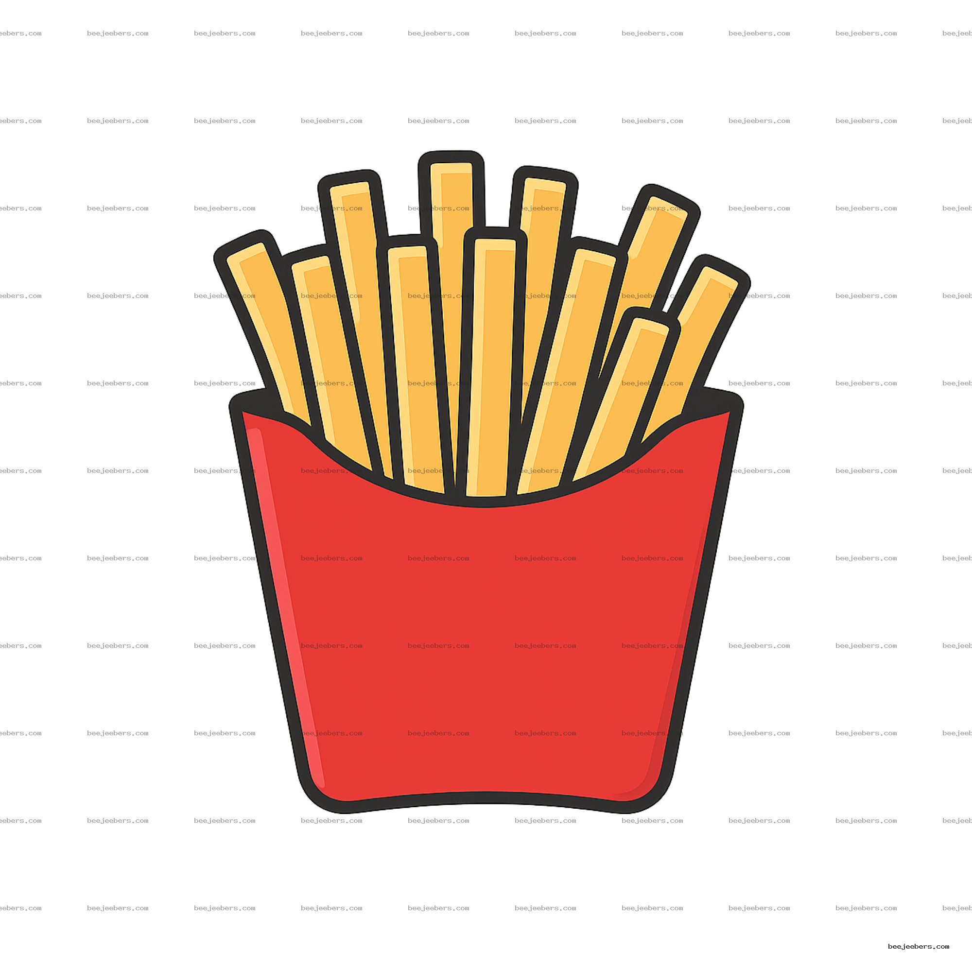 Vector illustration of French fries in a red container with transparent background