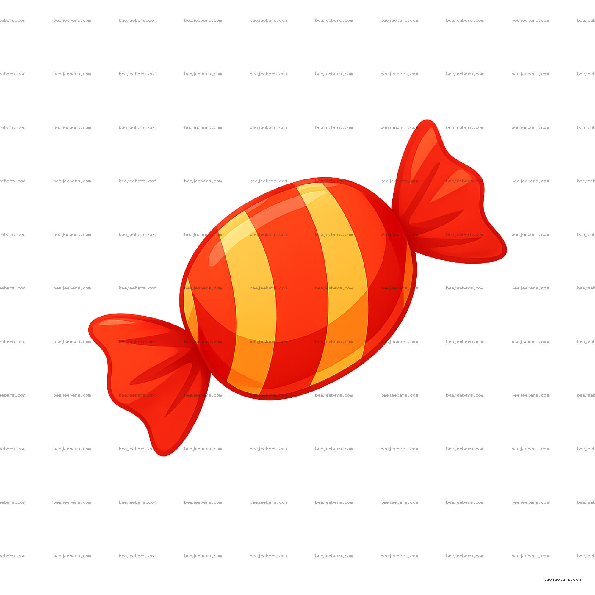 Bright red and yellow striped wrapped hard candy vector PNG with transparent background