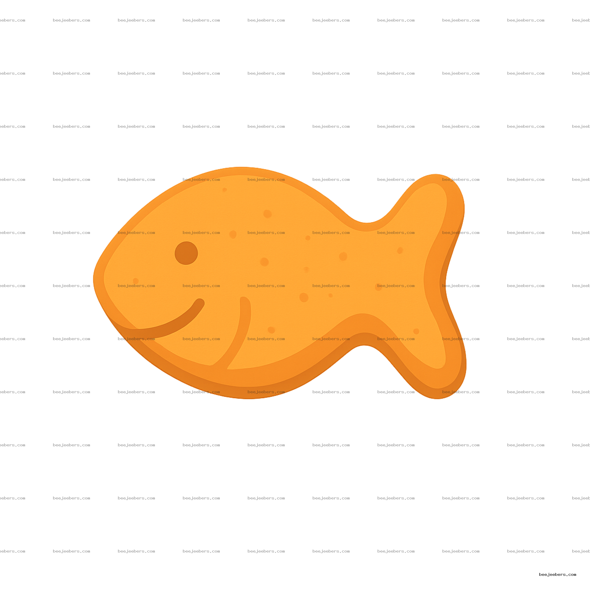 Clean vector image of an orange goldfish cracker snack with a smiling face on transparent background