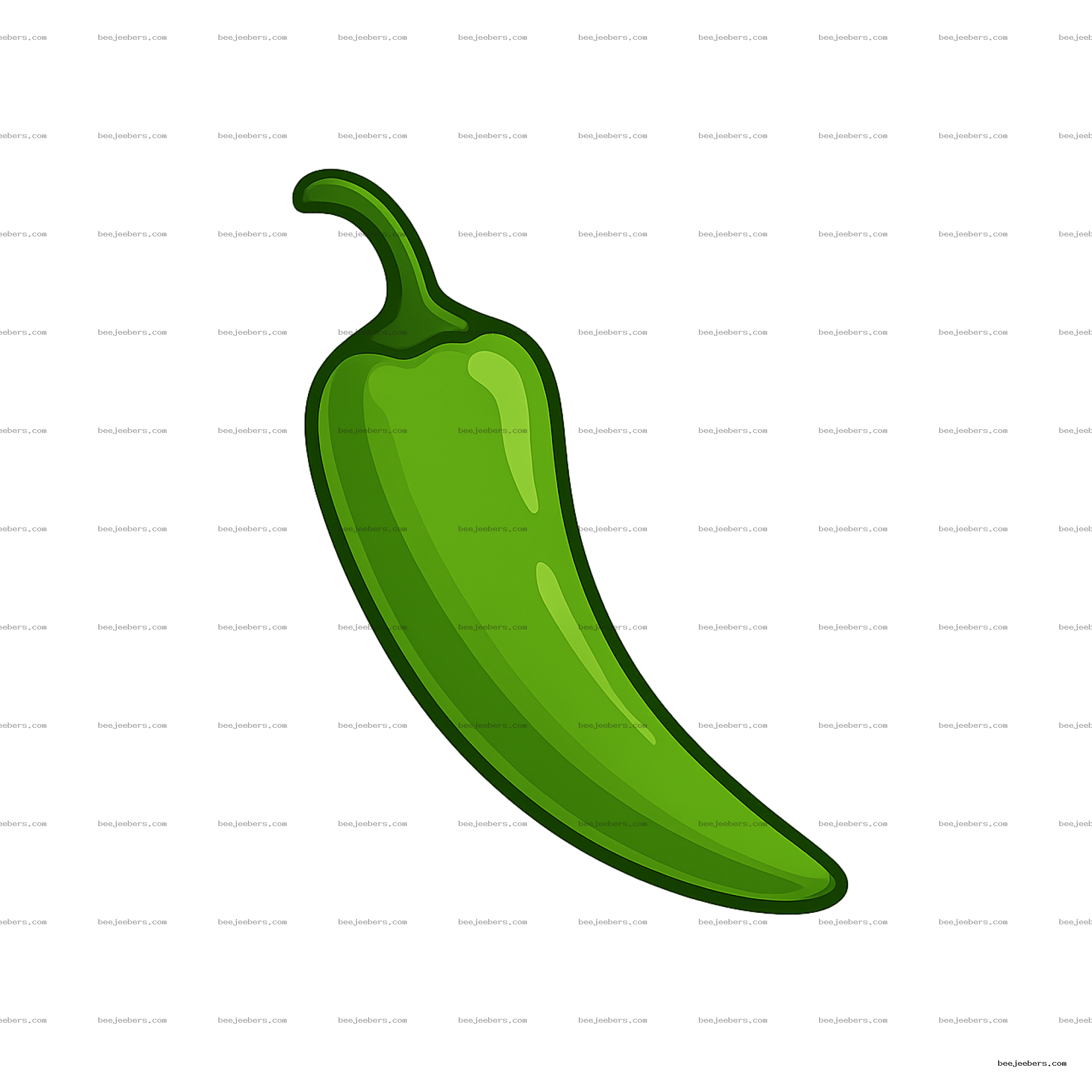 Glossy green chili pepper vector illustration with transparent background