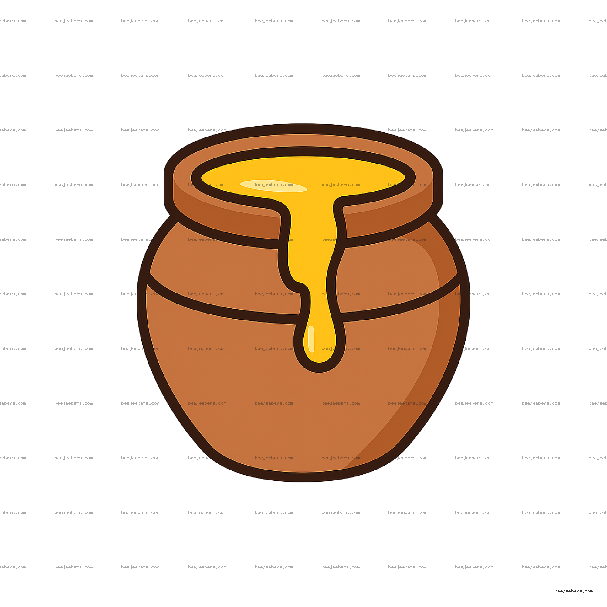 Clean vector honey pot with golden honey dripping PNG on transparent background